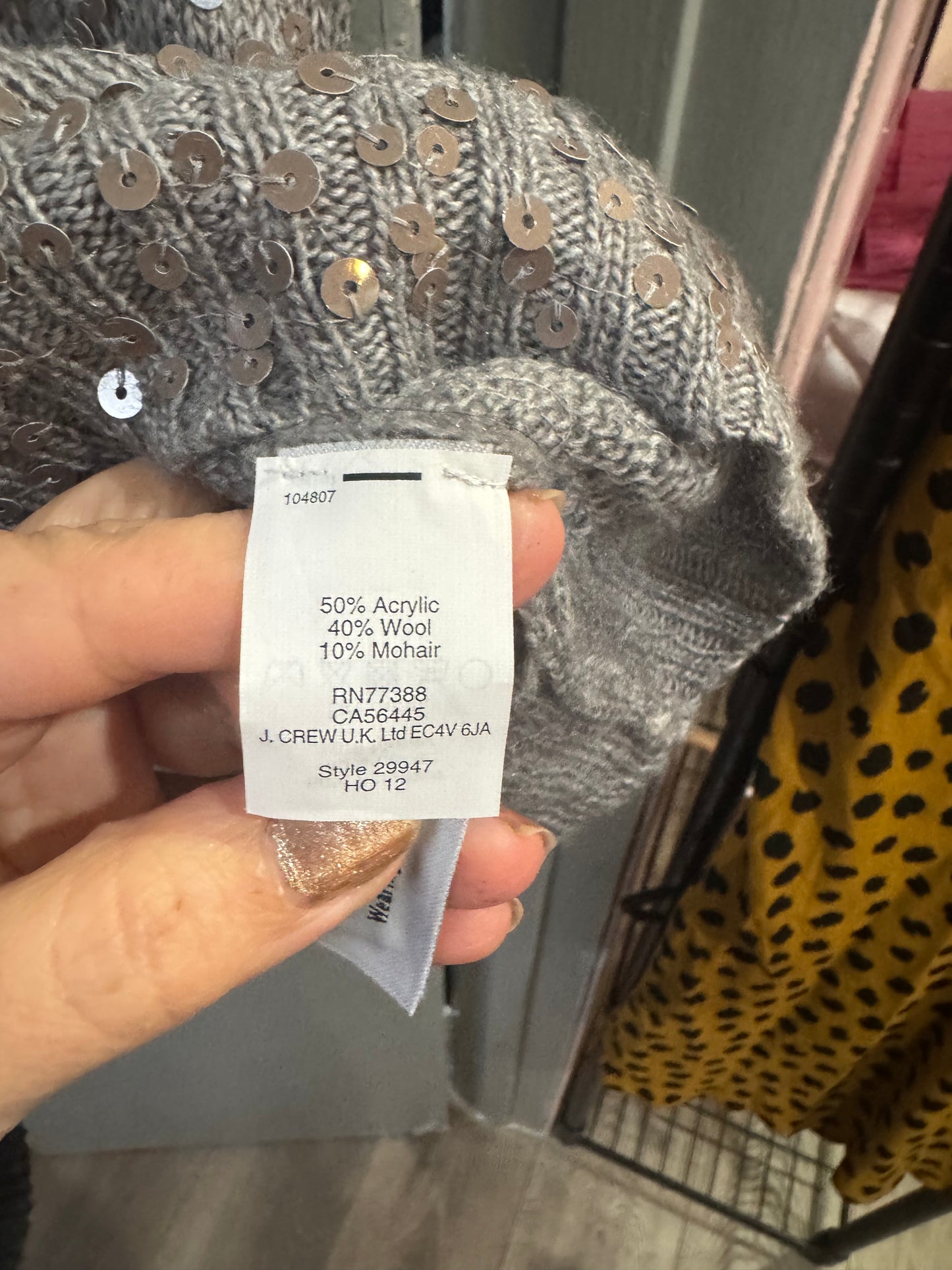 J. Crew Crewneck Sweater - Gray with Sequin Detail