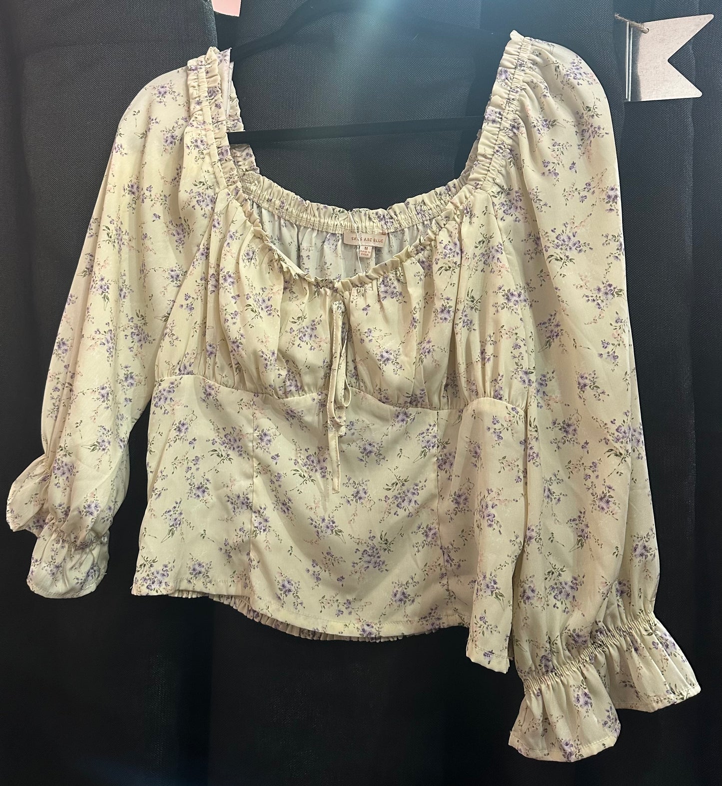 Skies are blue size medium cropped top