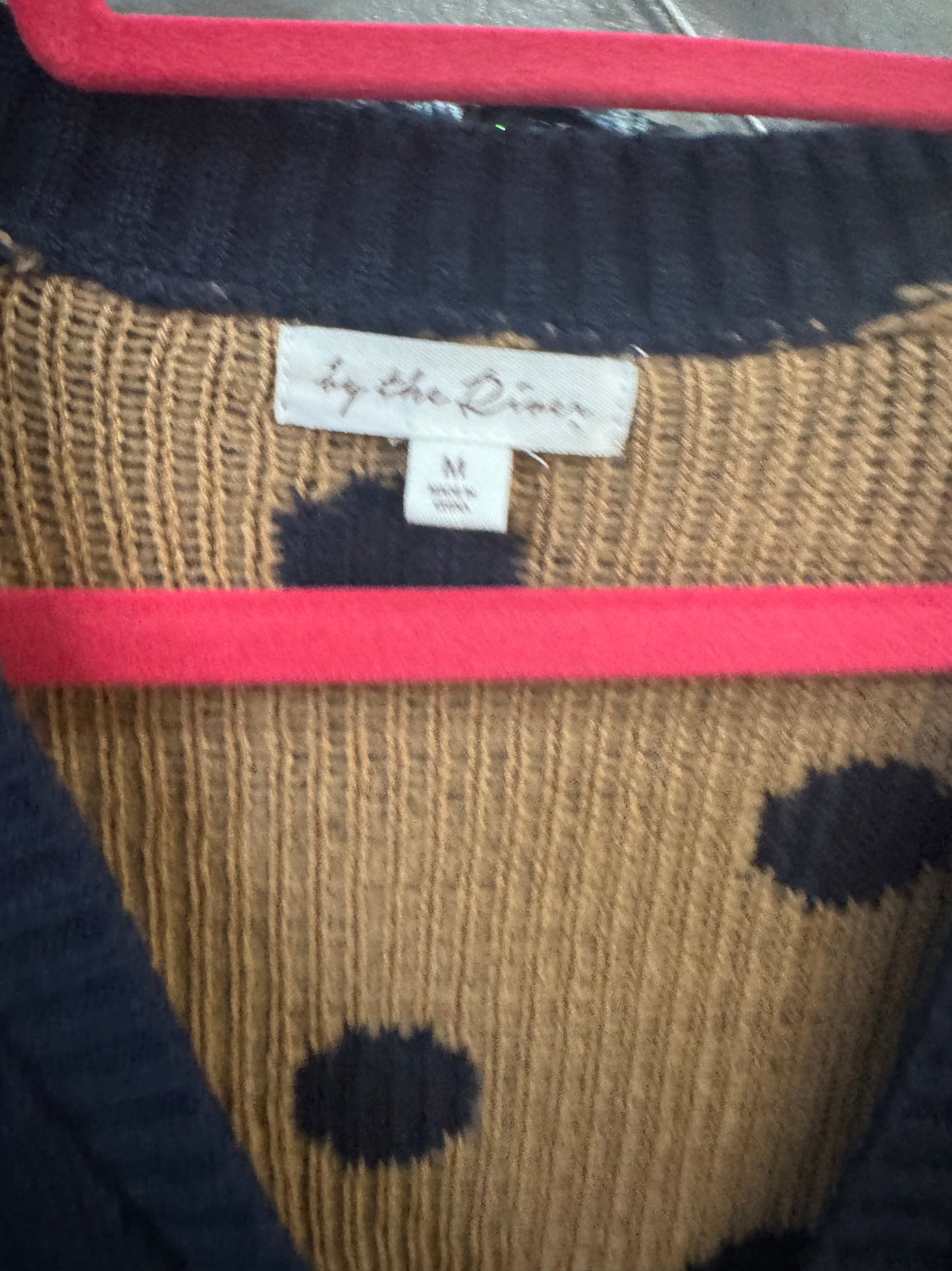 Cute Navy Blue Cardigan with Polka Dot Pattern - Size Medium