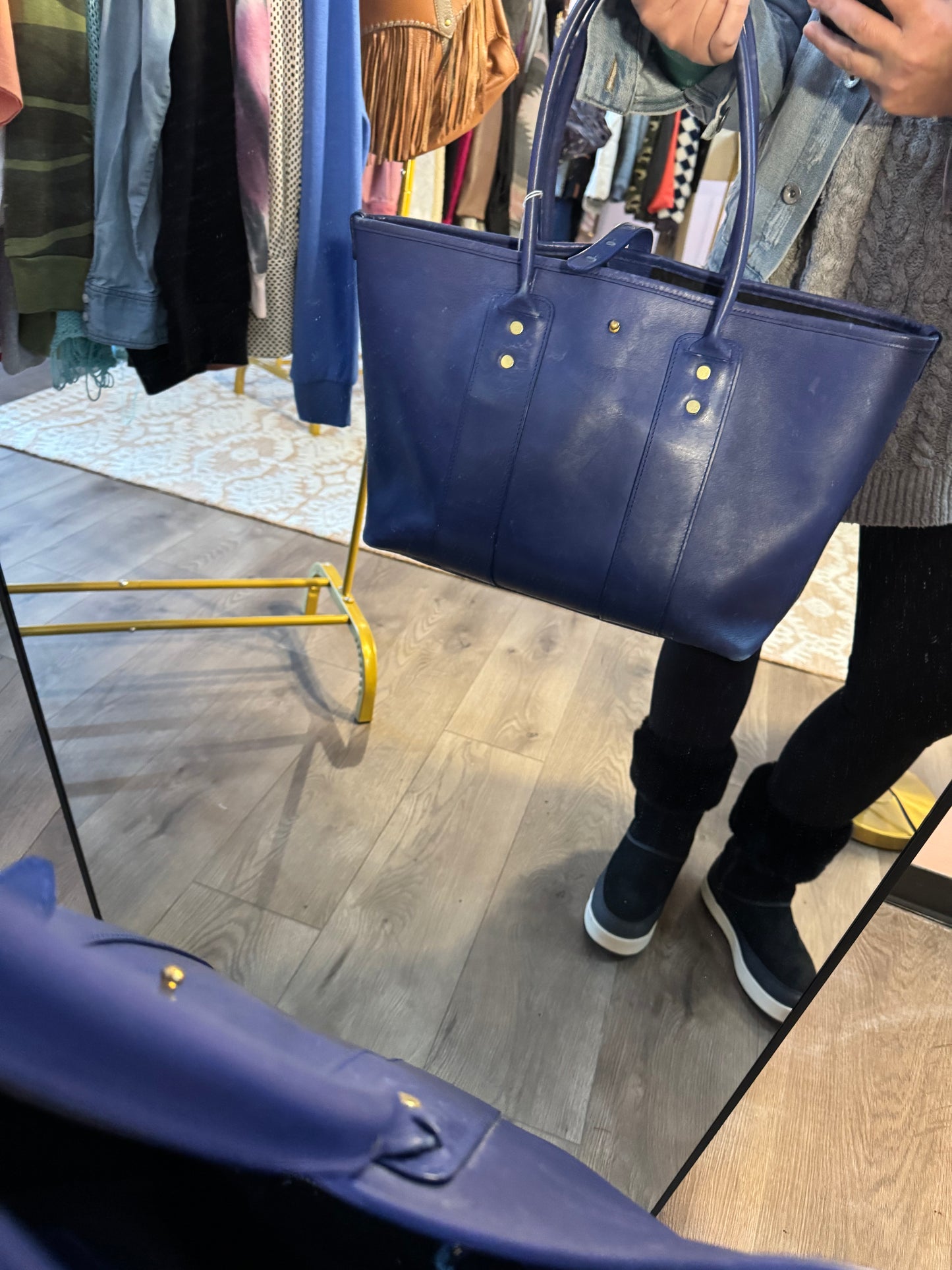 PreLoved J.W. Hume Leather Blue Large Tote