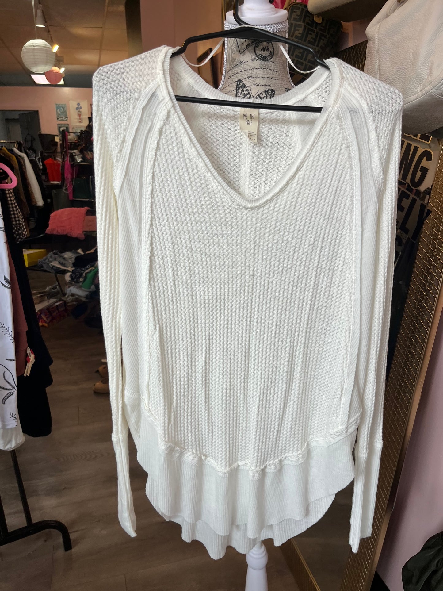 Free people white long sleeve top