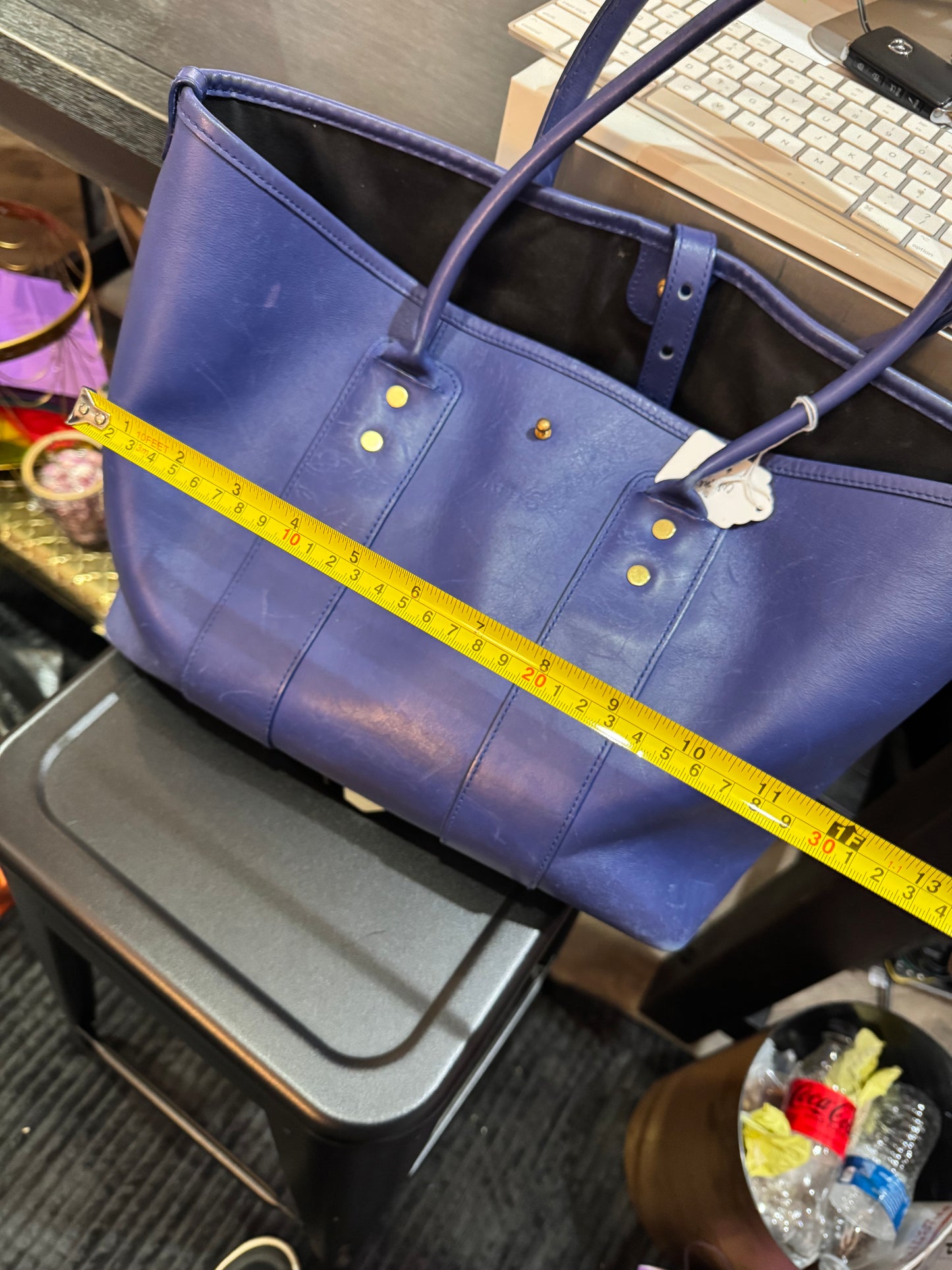 PreLoved J.W. Hume Leather Blue Large Tote