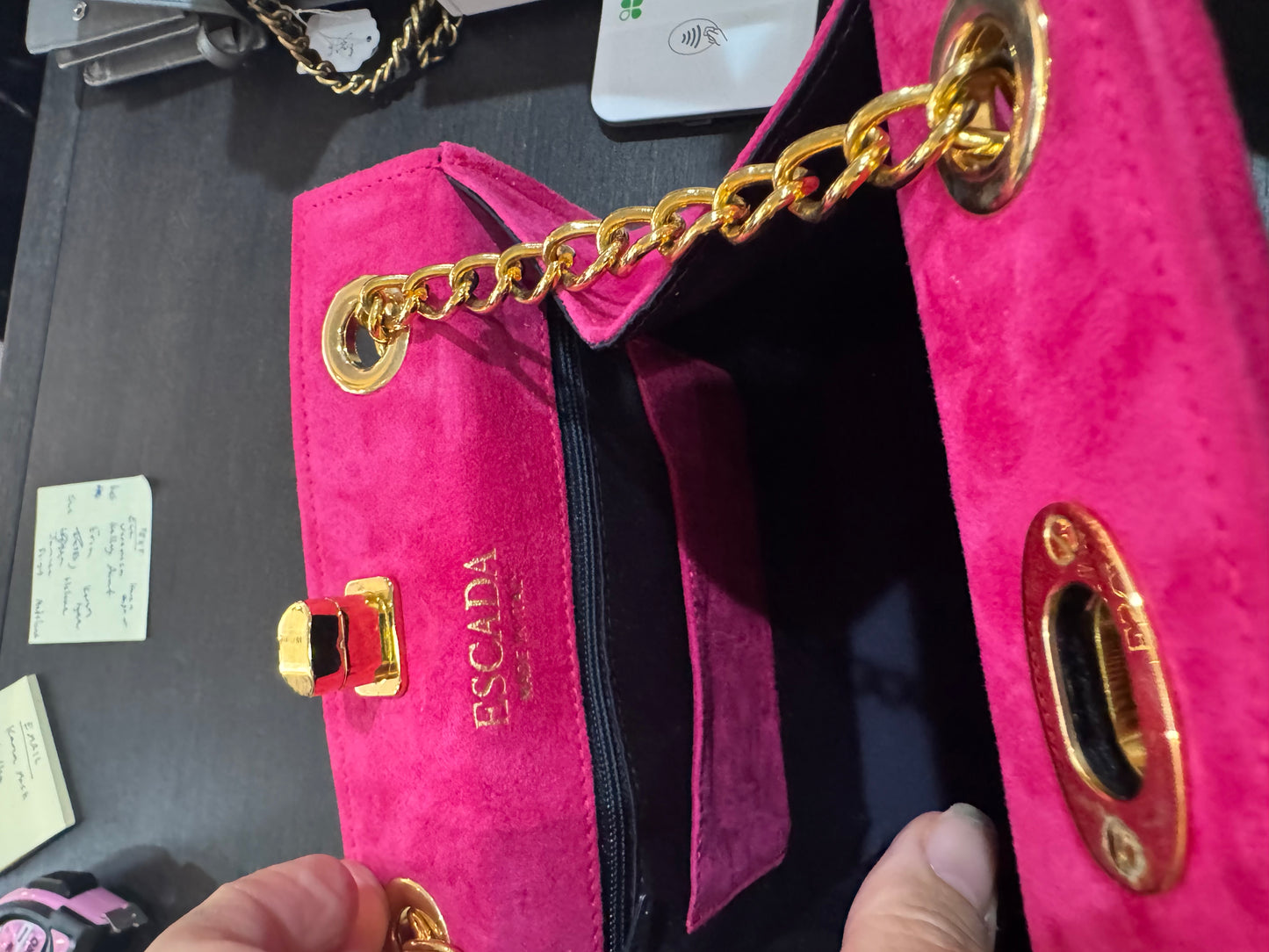 Escada. Vintage pink suede small bag