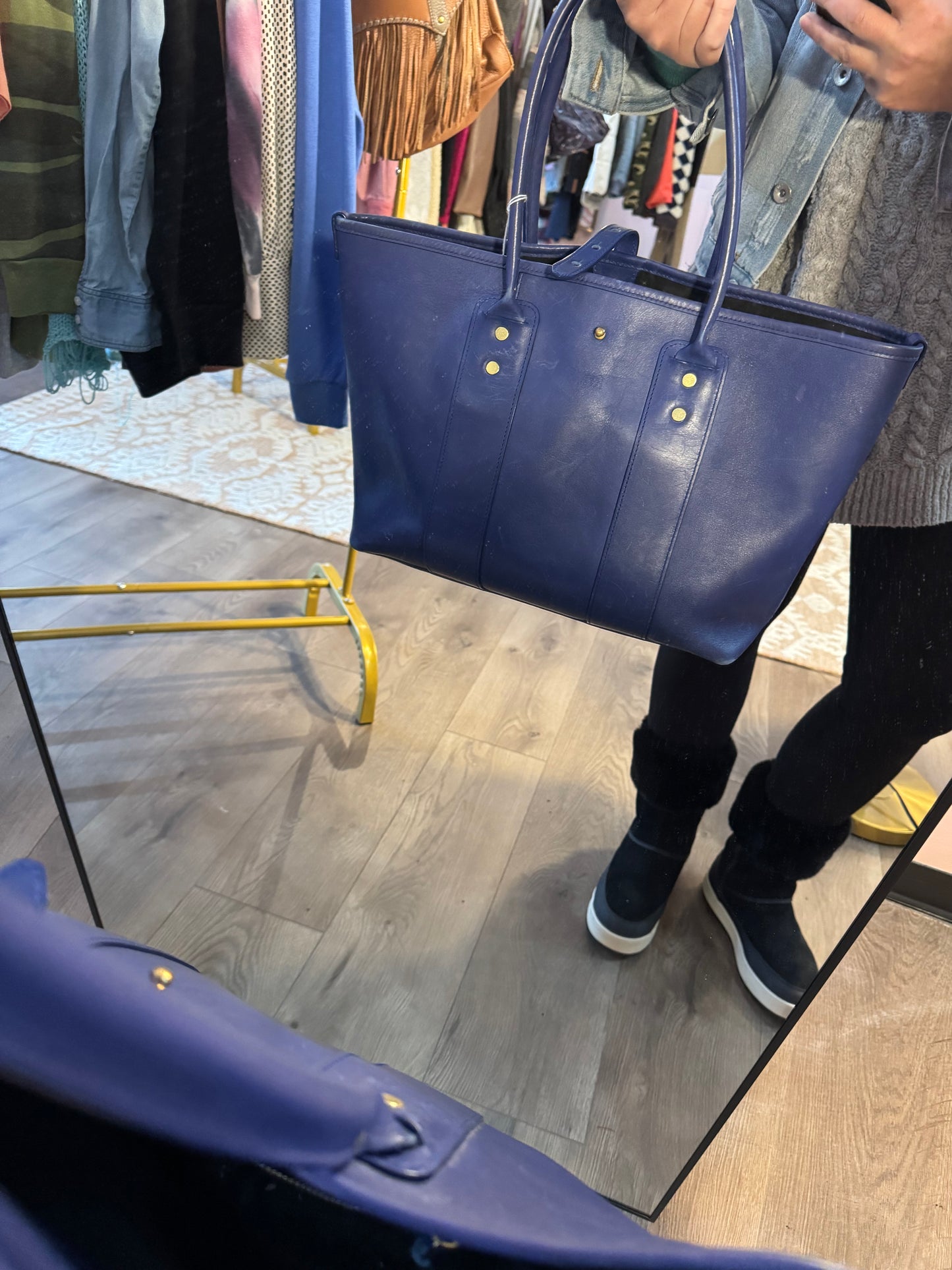 PreLoved J.W. Hume Leather Blue Large Tote