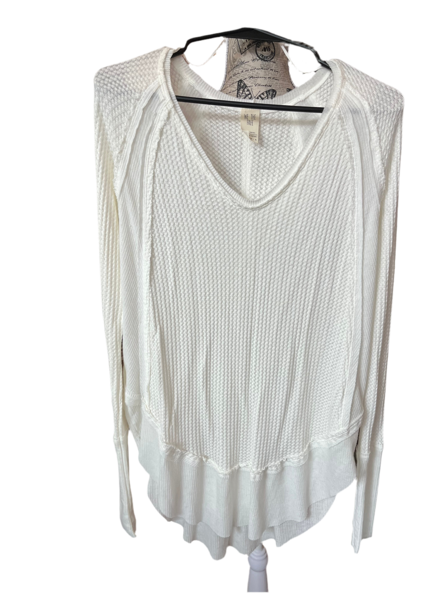 Free people white long sleeve top