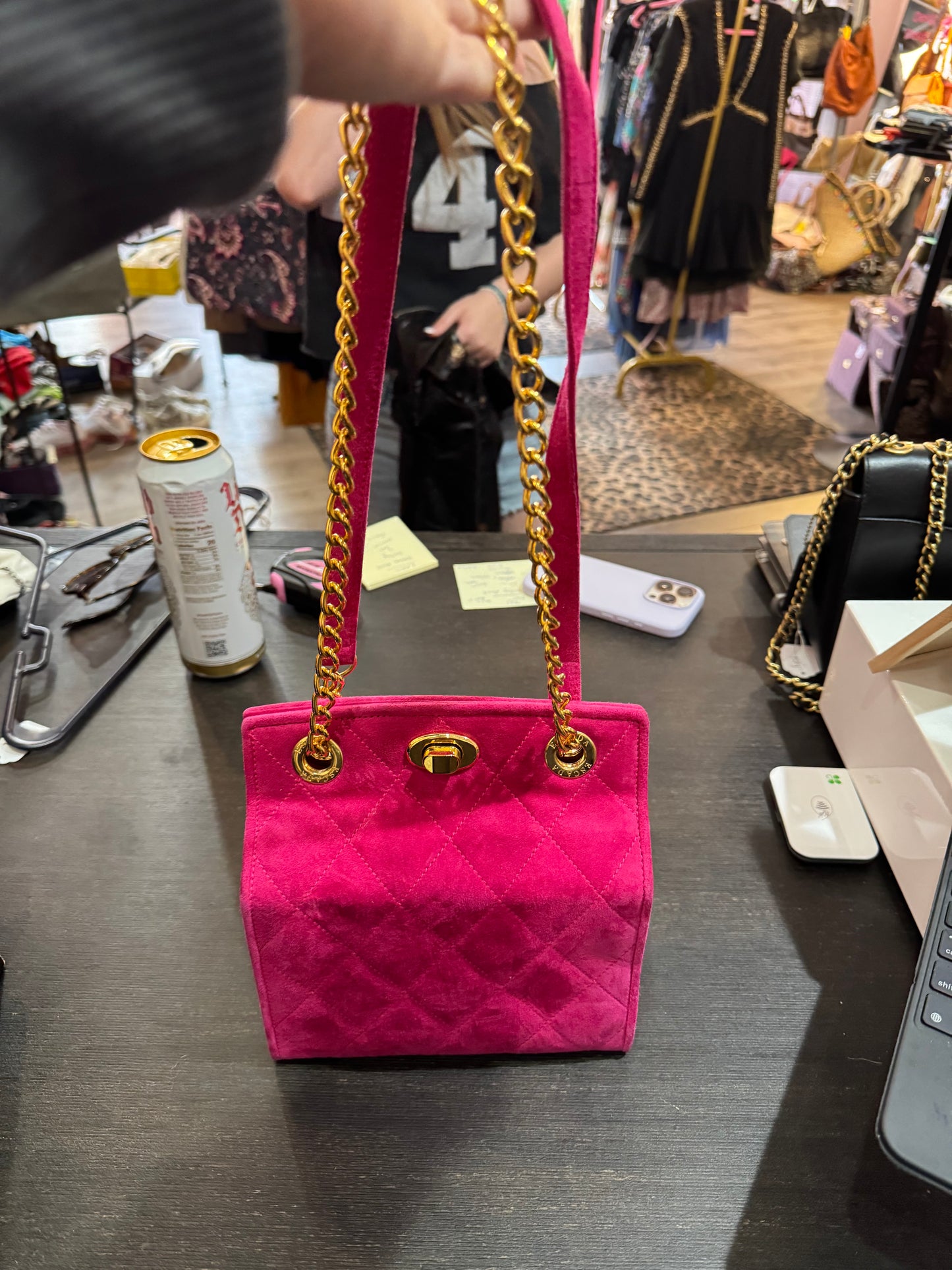 Escada. Vintage pink suede small bag