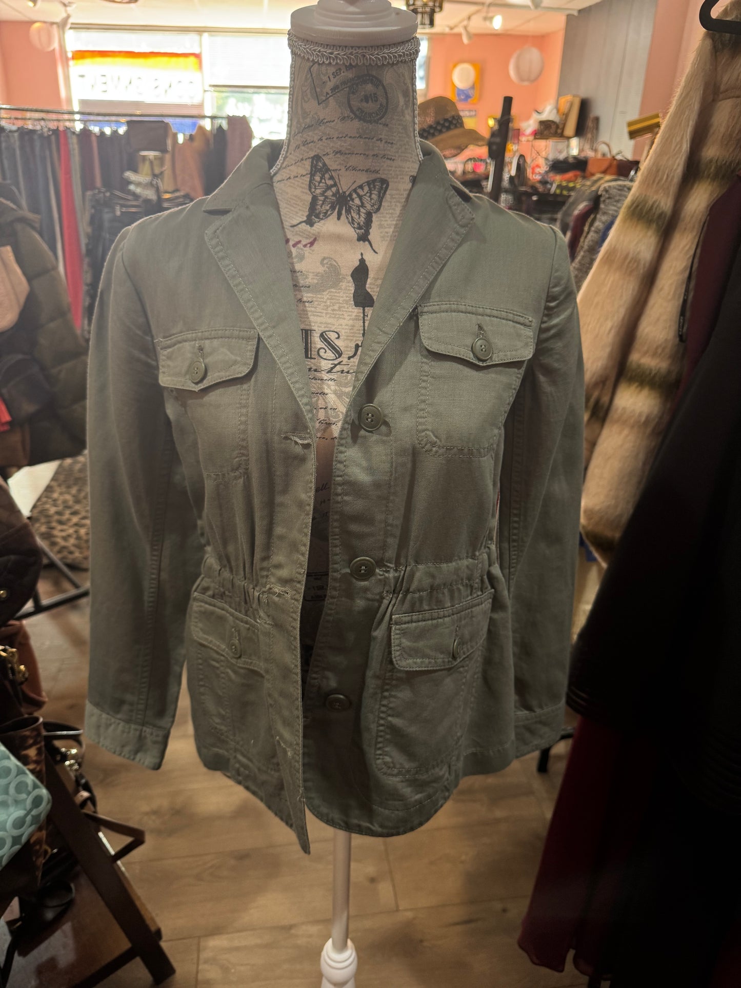 Talbots Green Coat - Button Up Front - Size P