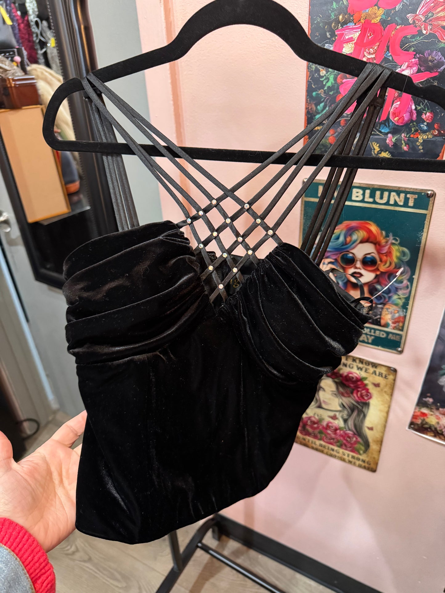 Ignite Evenings beautiful black spaghetti strap tank top