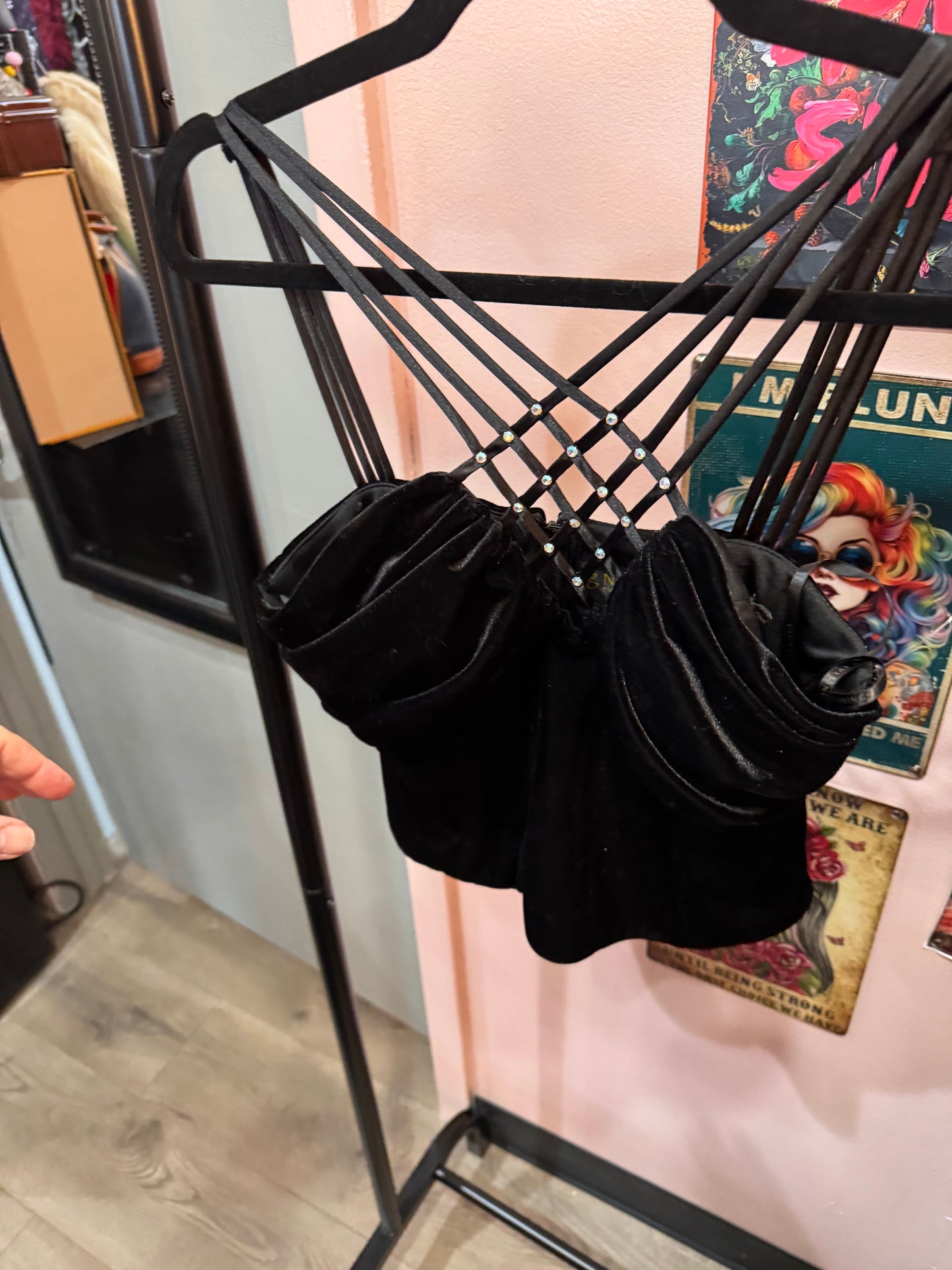 Ignite Evenings beautiful black spaghetti strap tank top