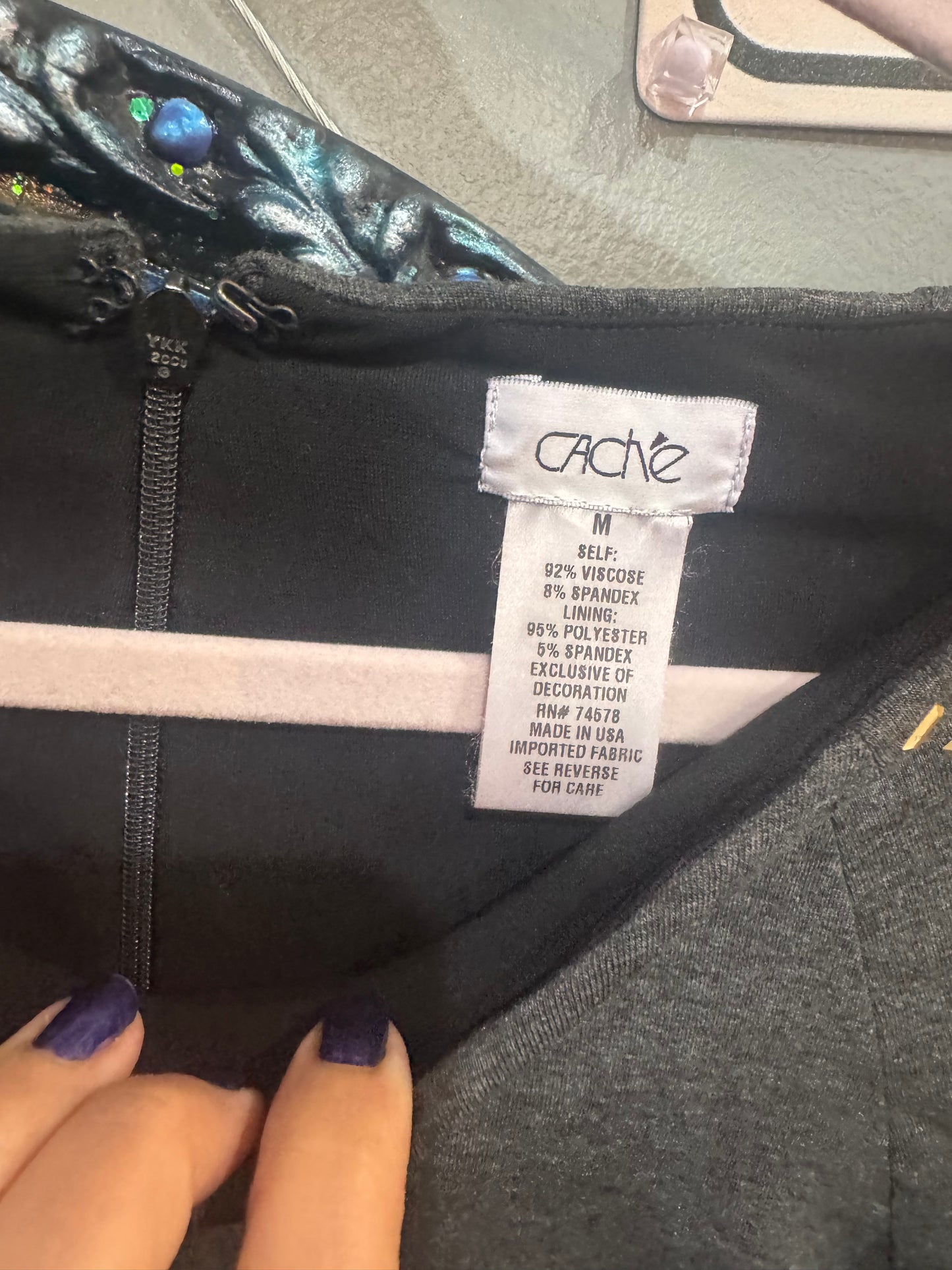 Cache Brand Dress - Gray with Gold Accent - Size Medium