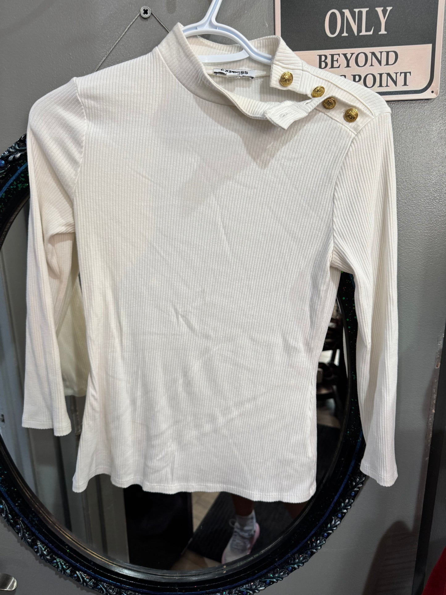 Express Mock Neck Cream Turtleneck - 3/4 Sleeves - Size Small