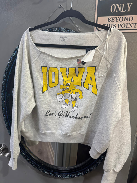 Hollister Cropped (Off-Shoulder) Sweatshirt - Size Large