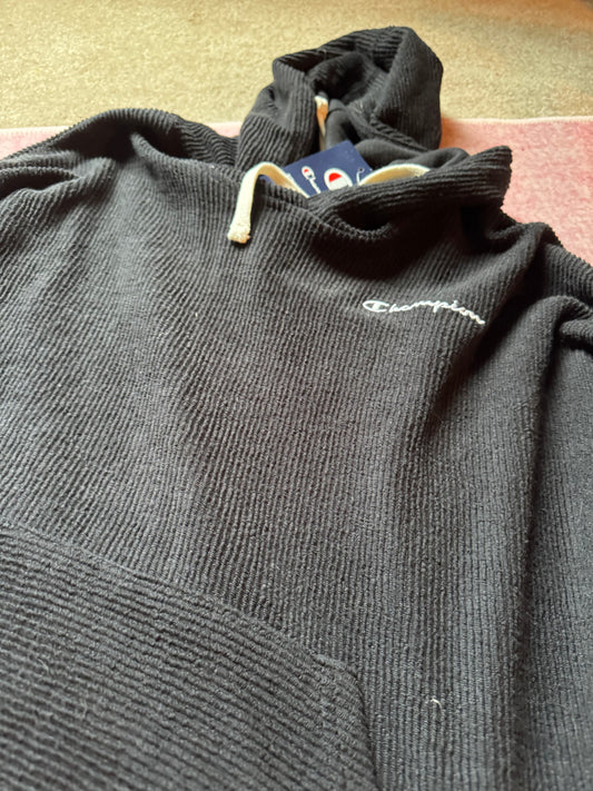 Champion Black Hooded Sweatshirt - Size Large