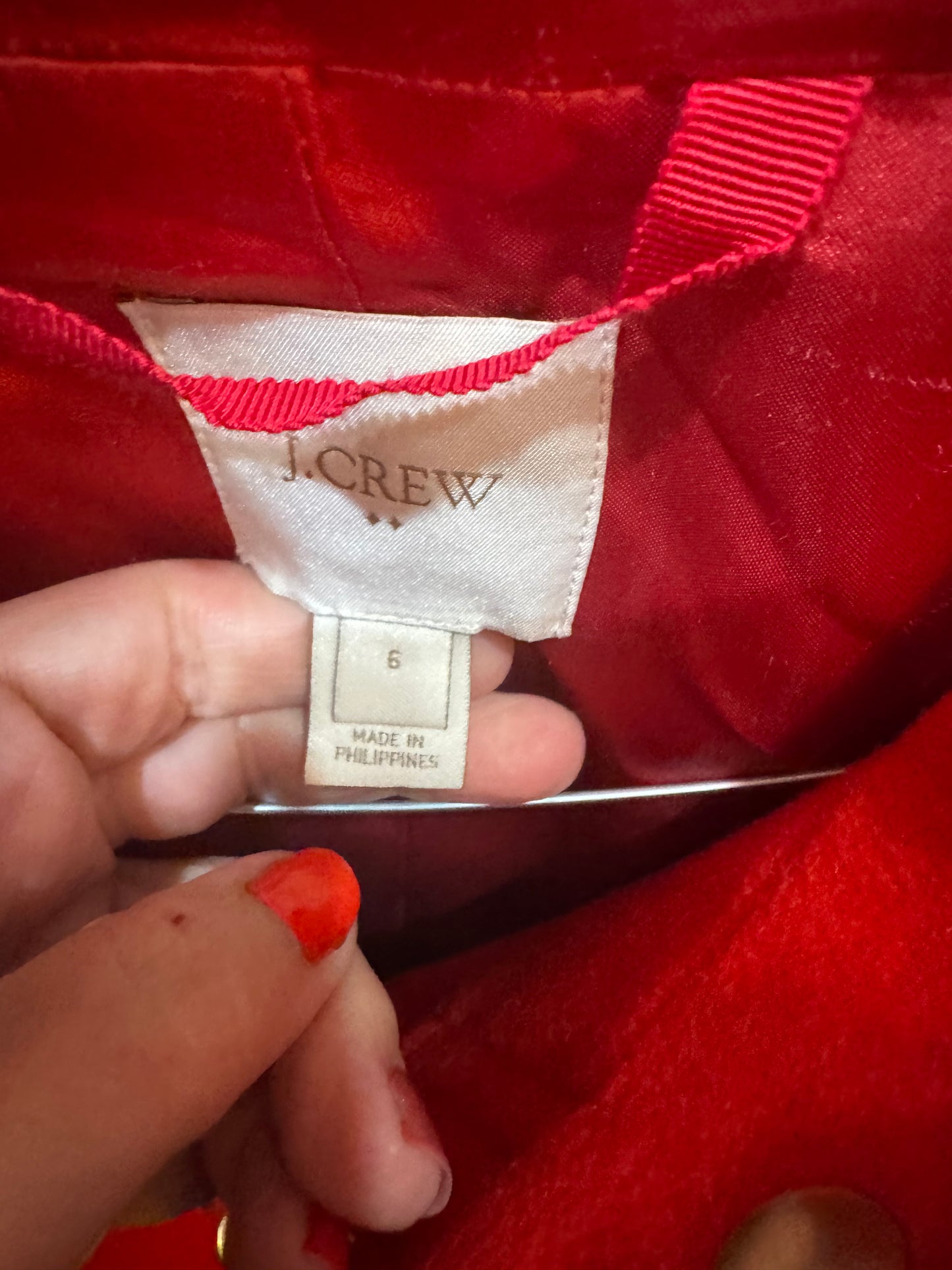 J. Crew Red Winter Jacket - Size 6