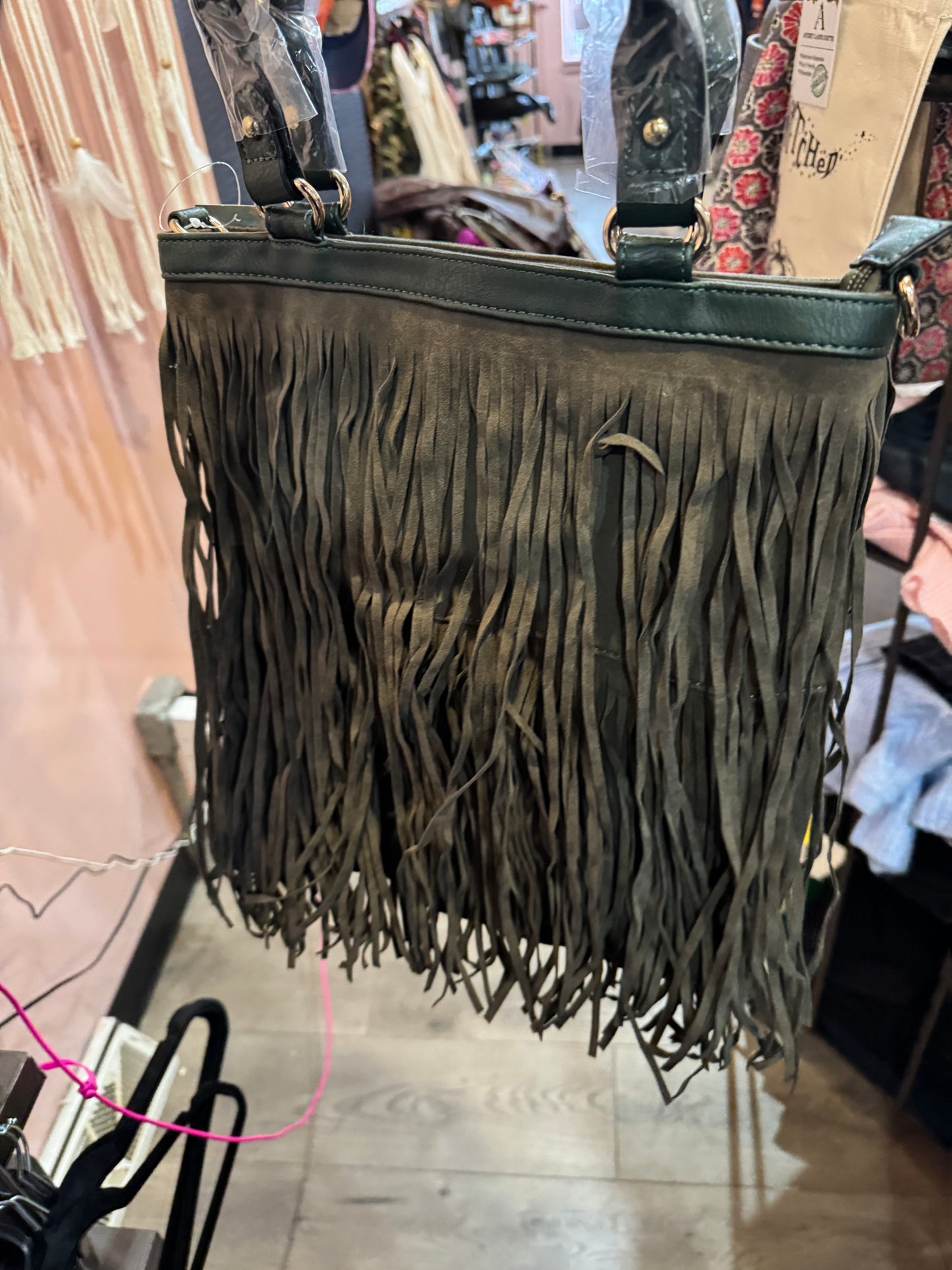 Green Fringe Handbag - New with Tags
