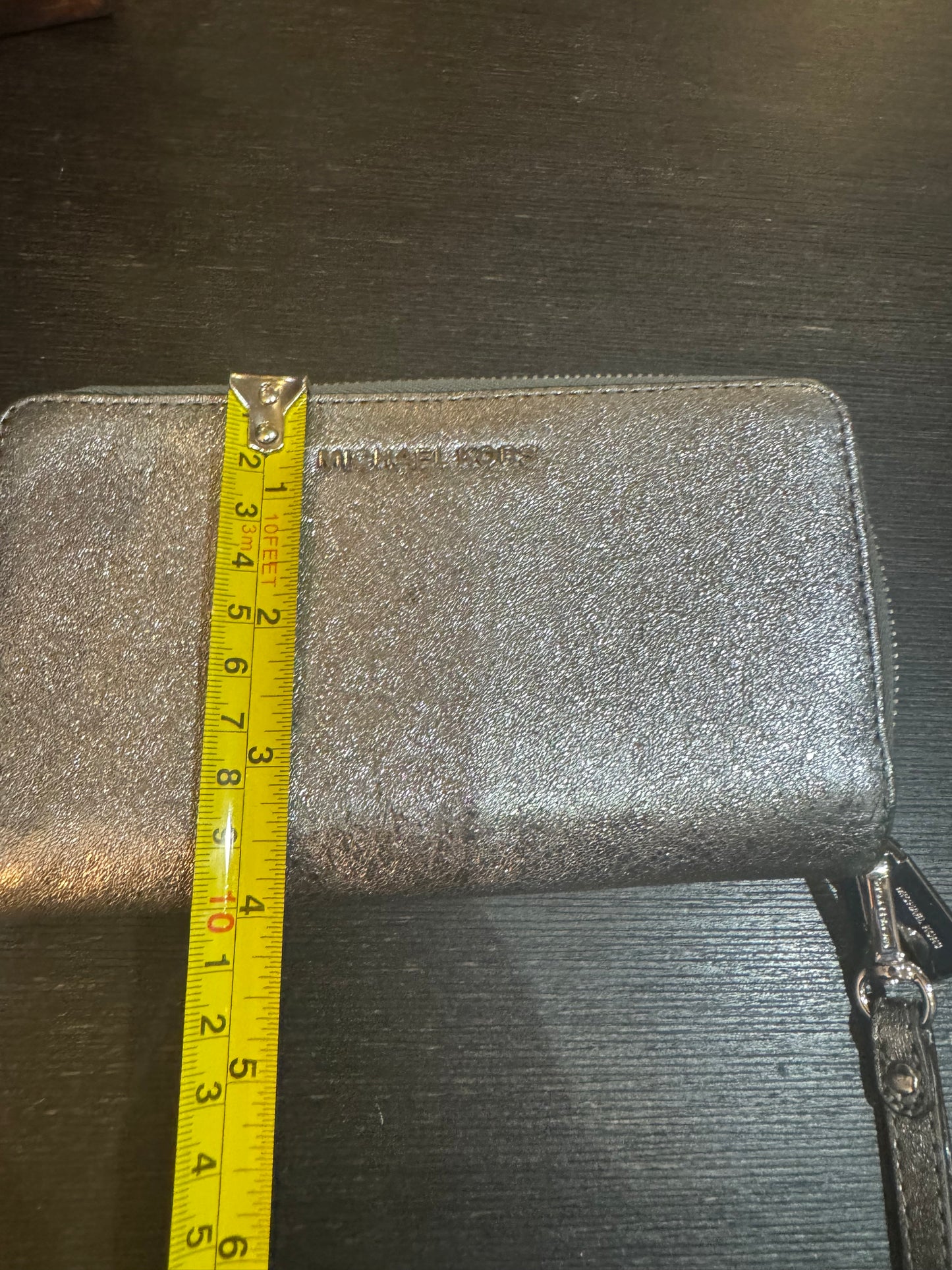 MK Metallic Look Zip Around Wallet