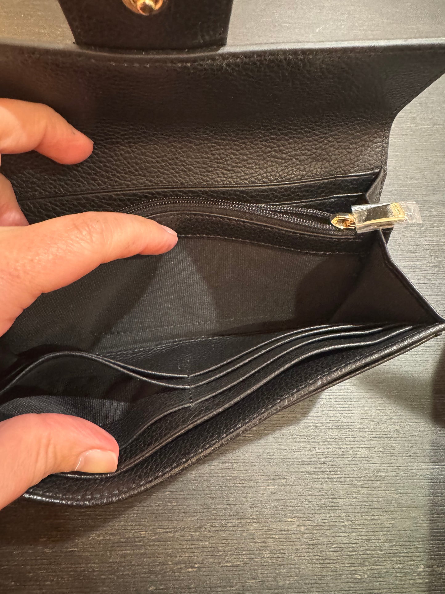 Furla black long wallet