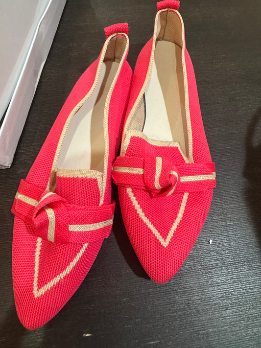 Pink Bow Material Flat Shoe - Women’s Shoe Size 37