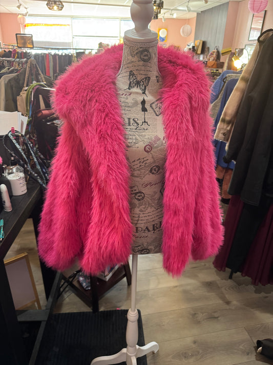 Laseti Brand - Size Medium Faux Fur Pink Hooded Jacket