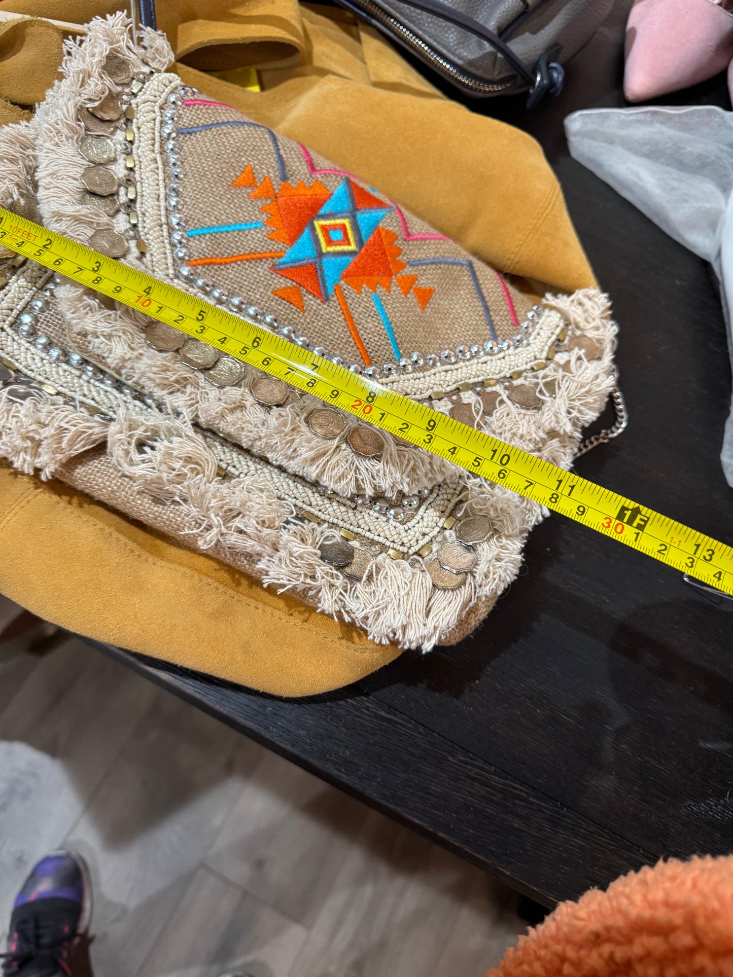 Boho small clutch (has chain attached)