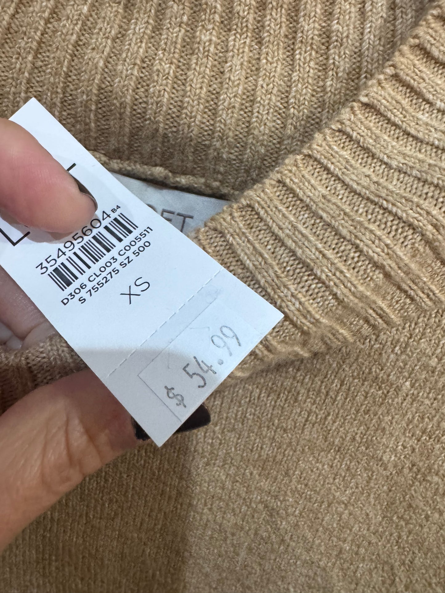 LOFT Camel Color Sweater - Size XS - Mock Turtleneck