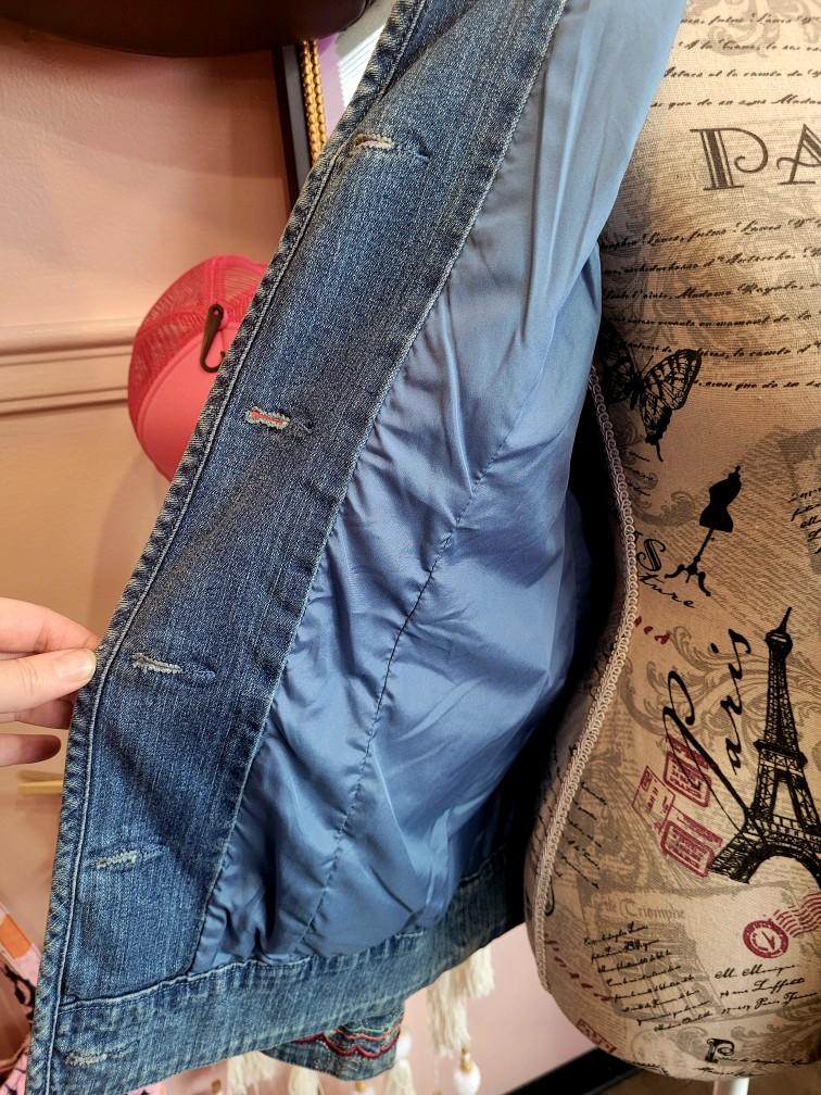 Jean Jacket with Unique Embroidery - Size XS