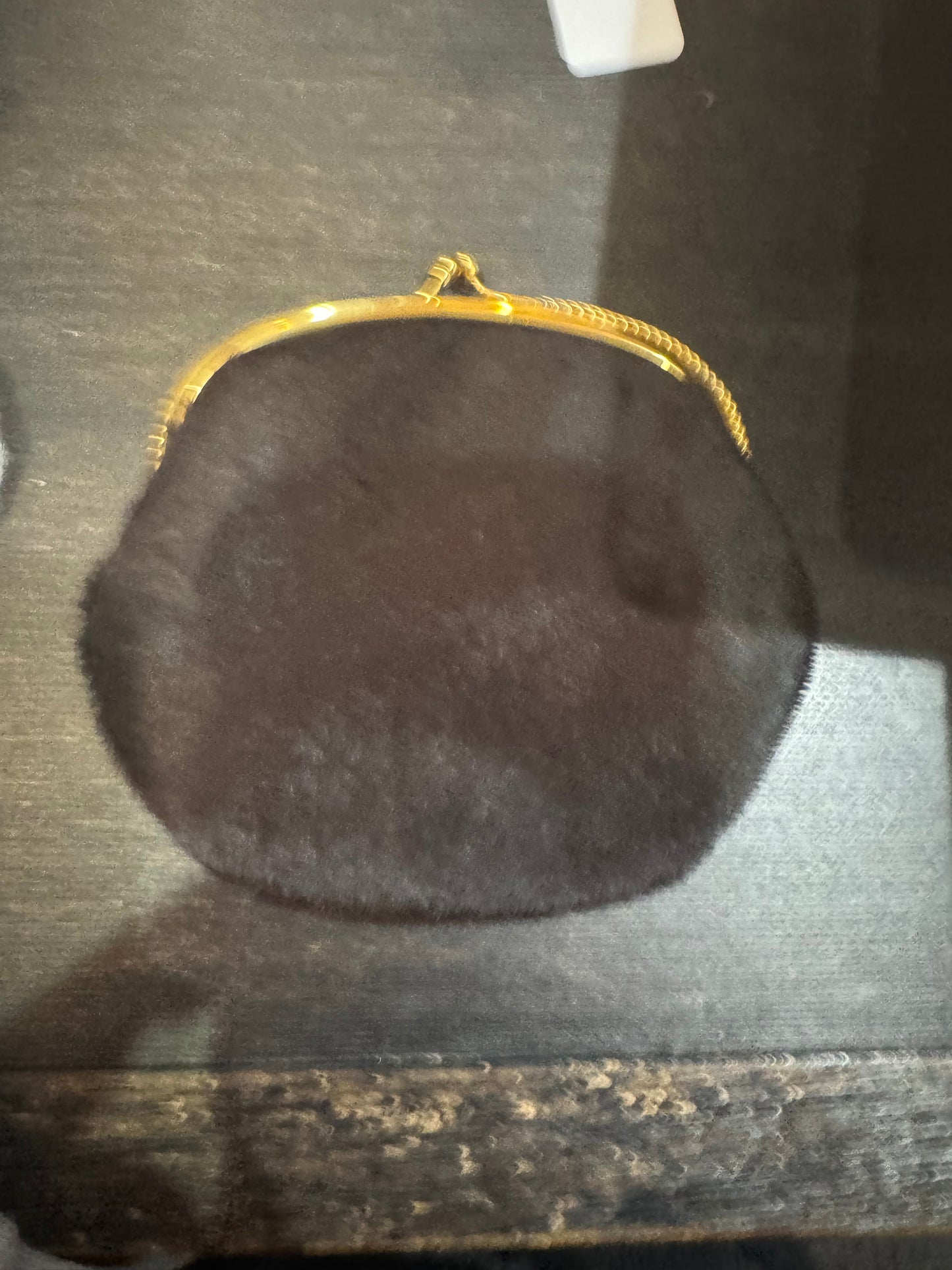 Beautiful Vintage Black Faux Fur Change Purse