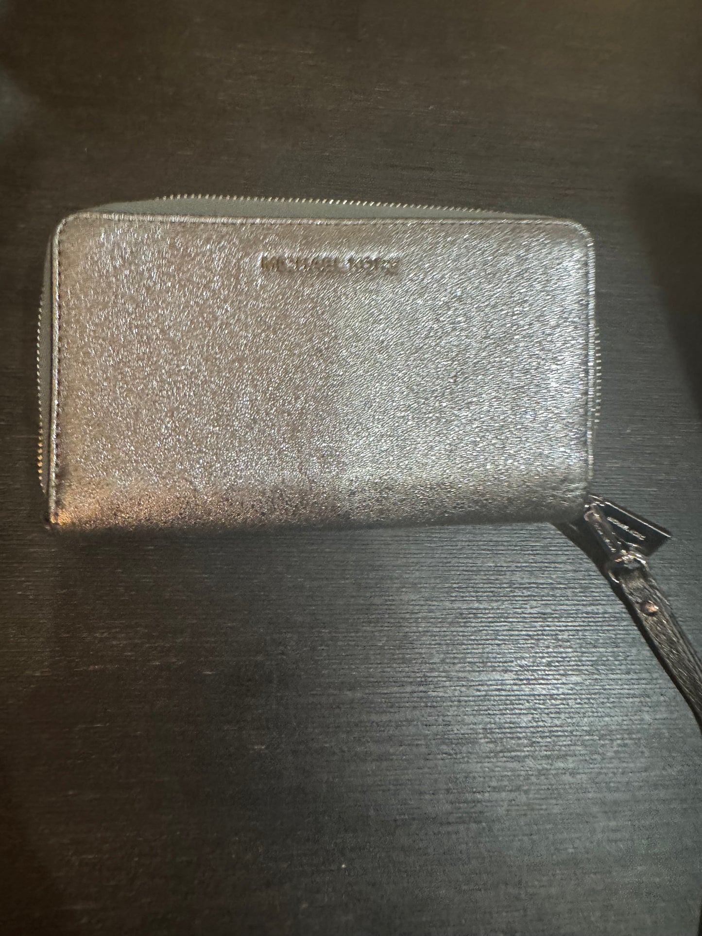 MK Metallic Look Zip Around Wallet