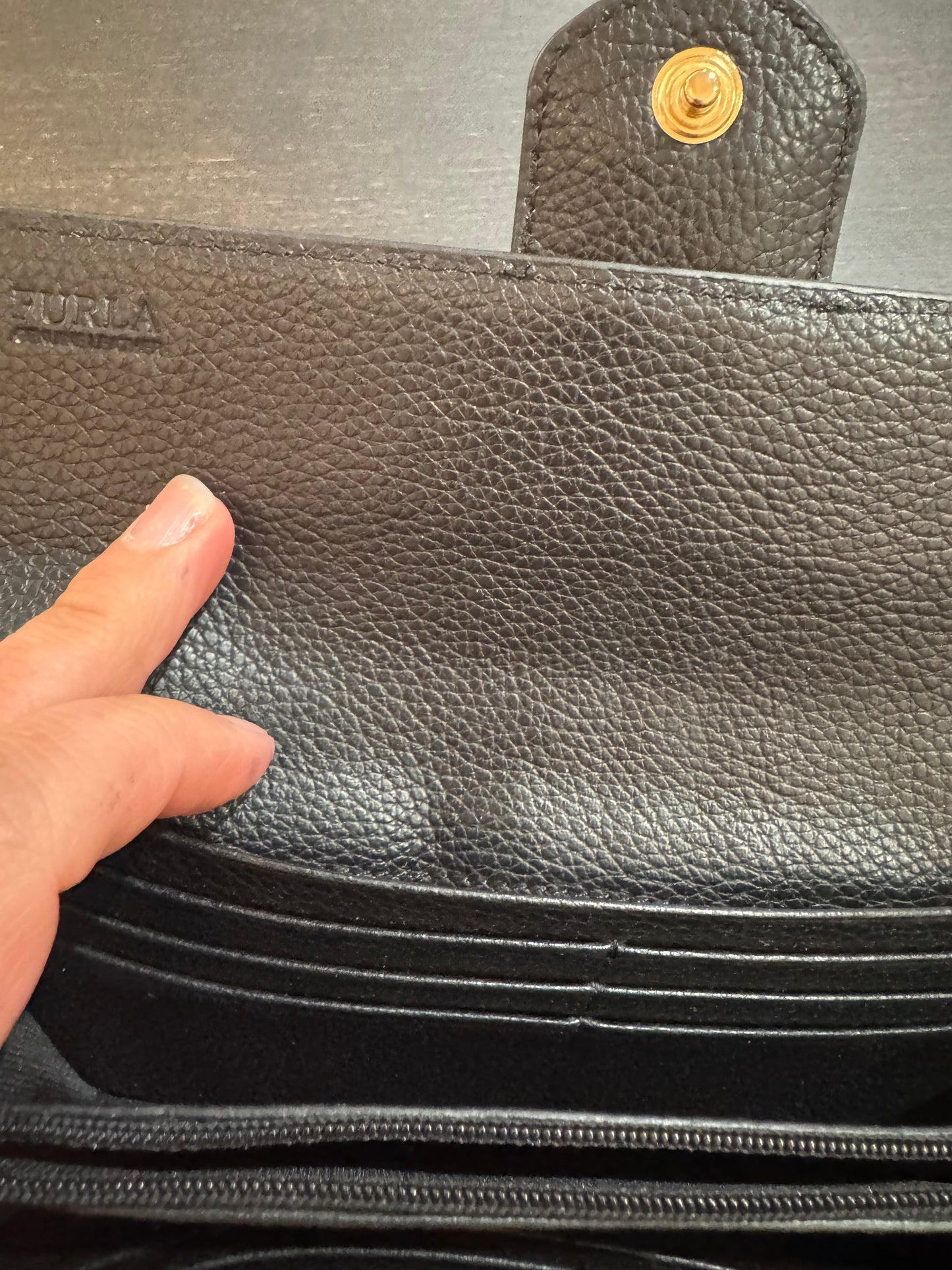 Furla black long wallet