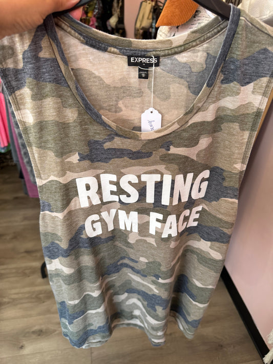 “Resting gym face muscle” tank