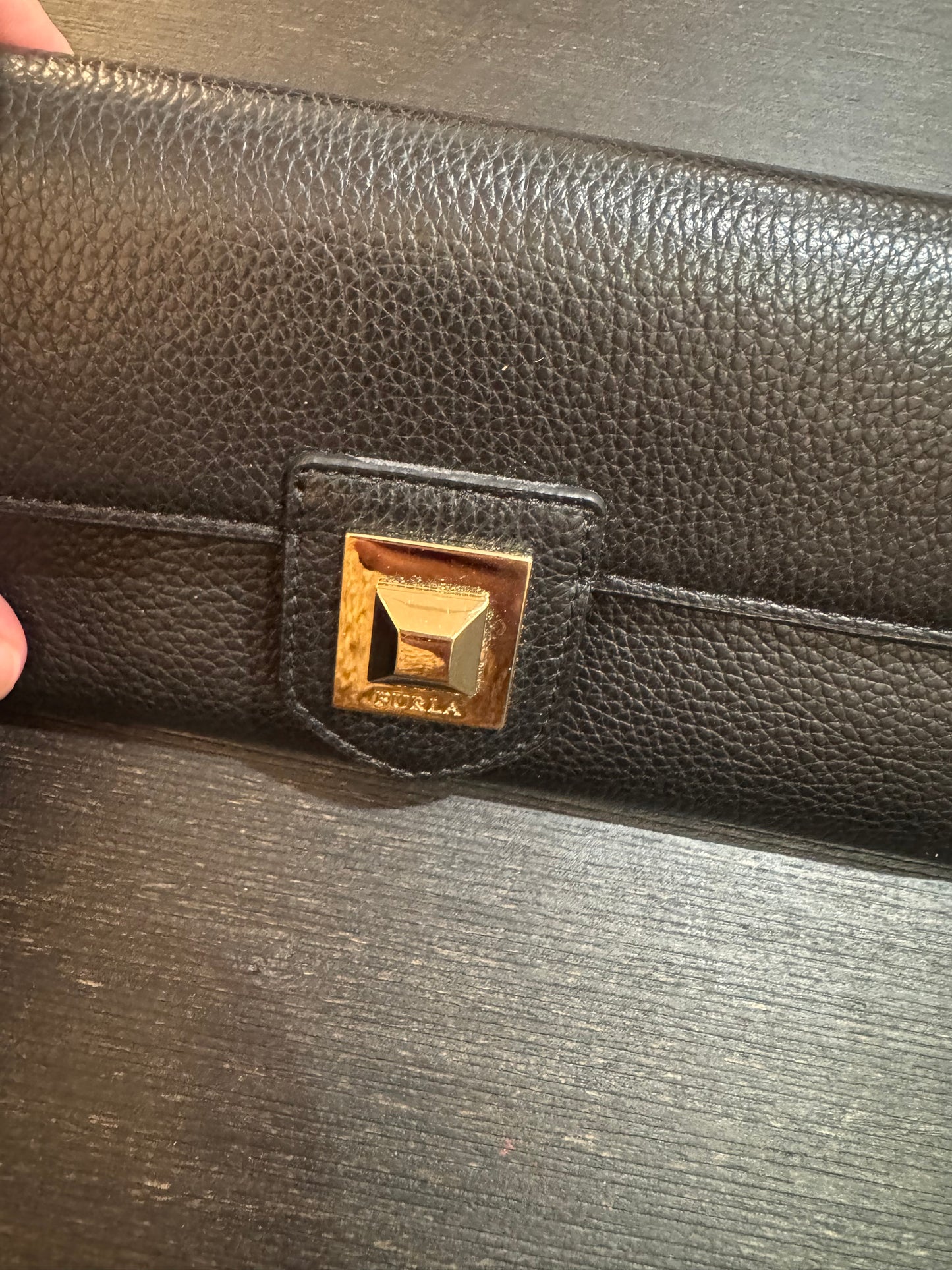Furla black long wallet