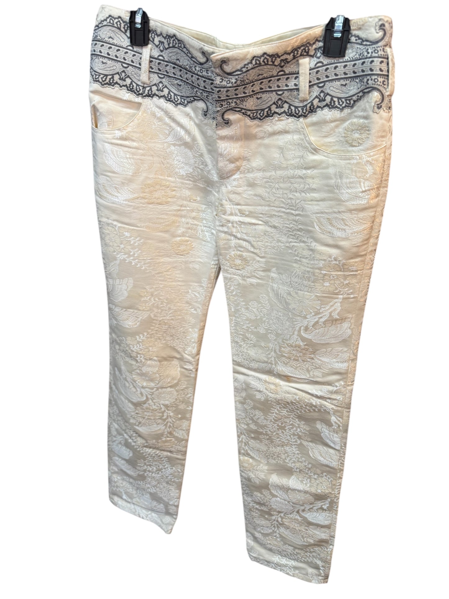 Balenciaga Paris white jeans with beautiful floral imprint throughout
