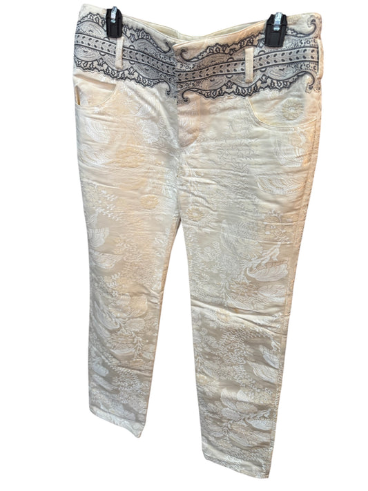 Balenciaga Paris white jeans with beautiful floral imprint throughout