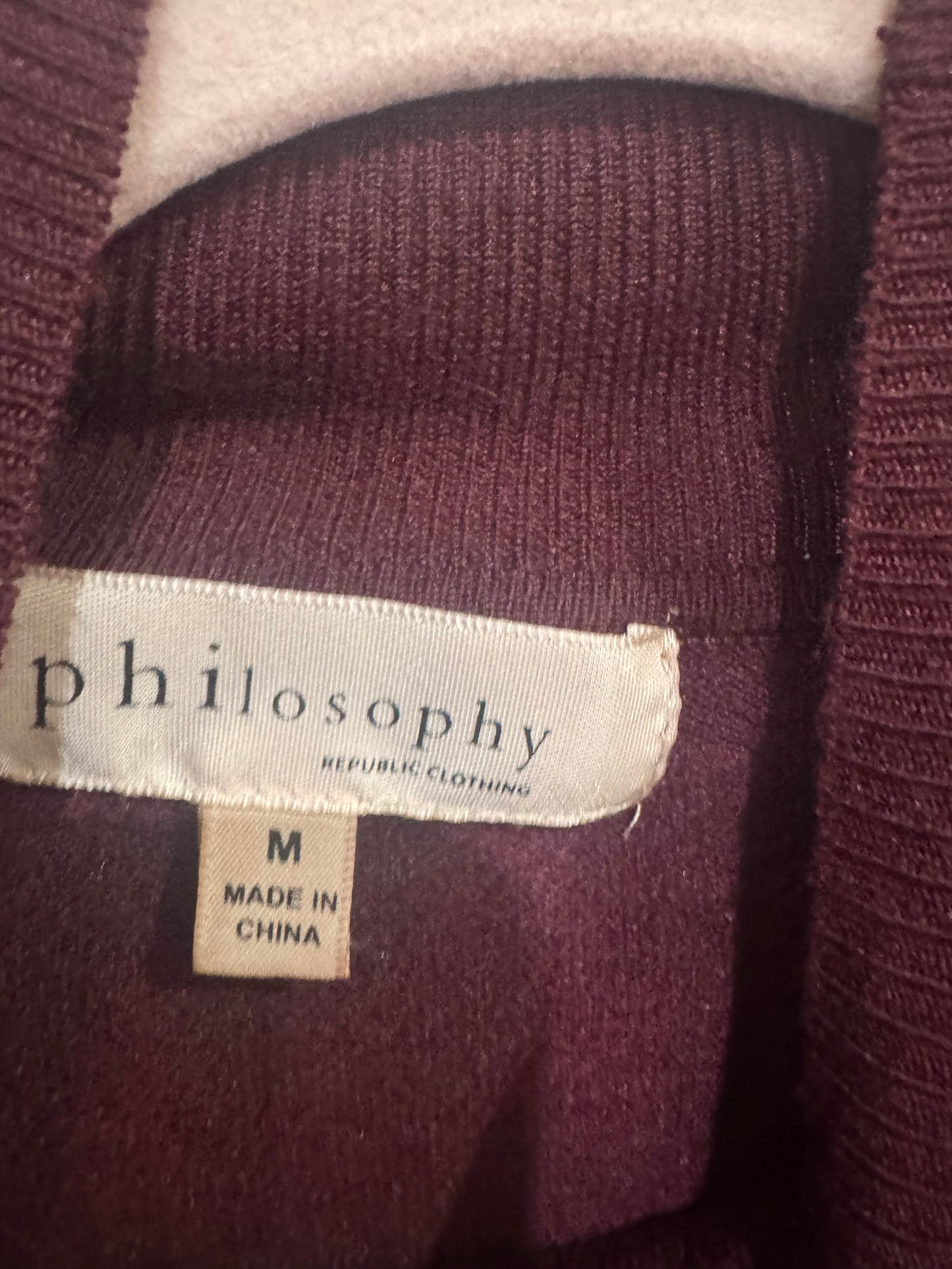 Philosophy Size Medium Maroon Color Sweater