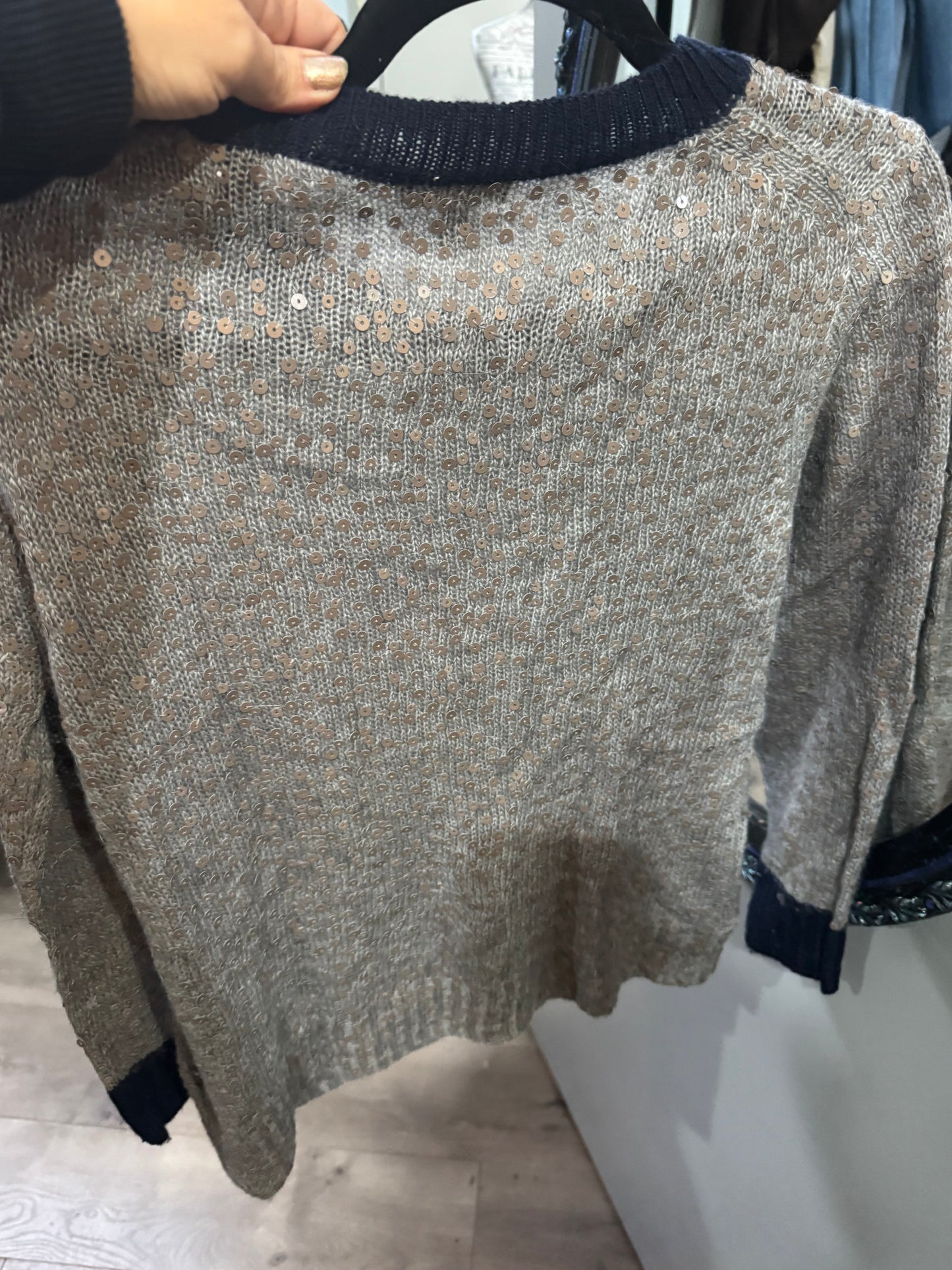J. Crew Crewneck Sweater - Gray with Sequin Detail