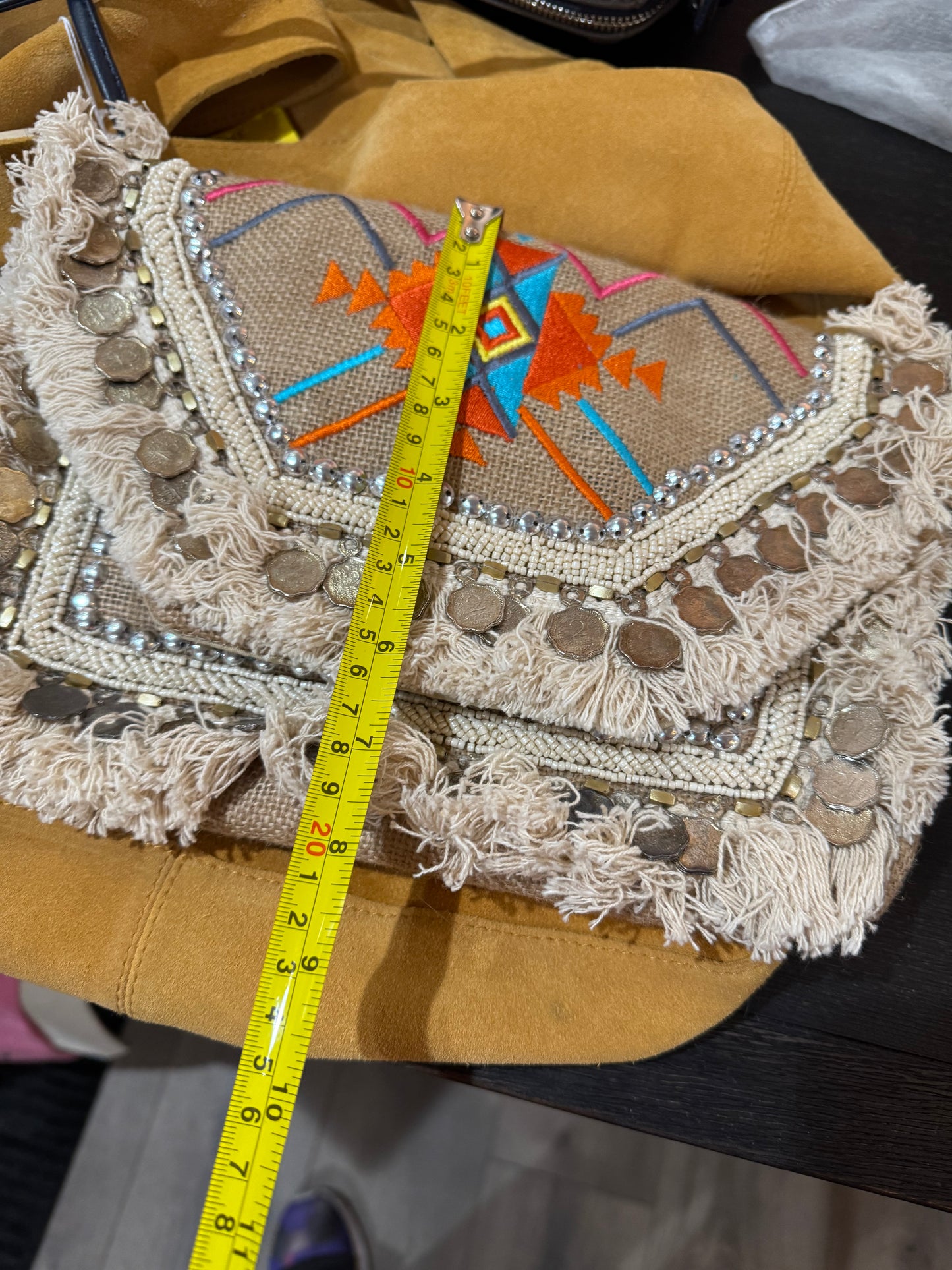 Boho small clutch (has chain attached)