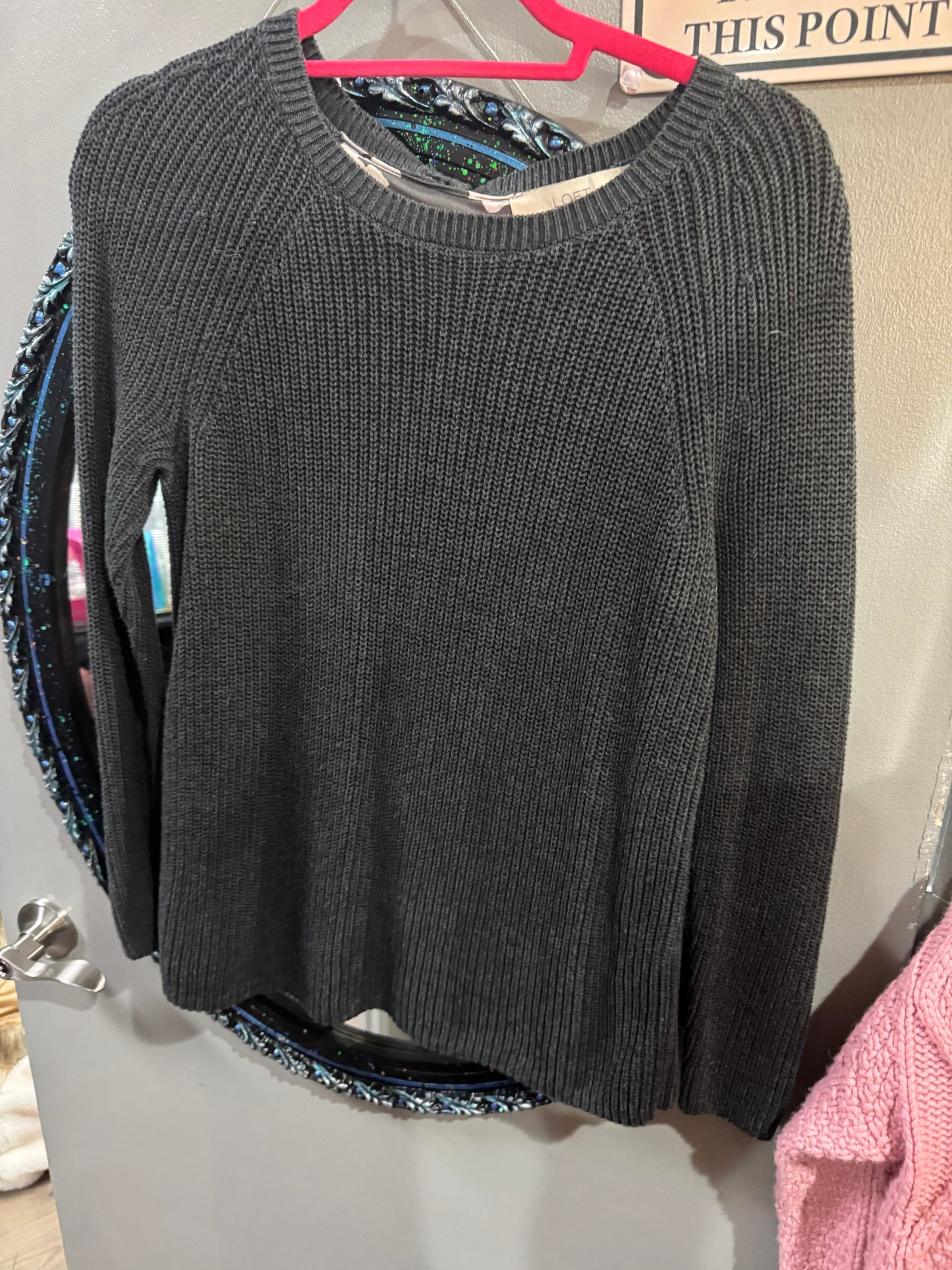 Loft Brand Sweater - Gray with Print on Back - Size small