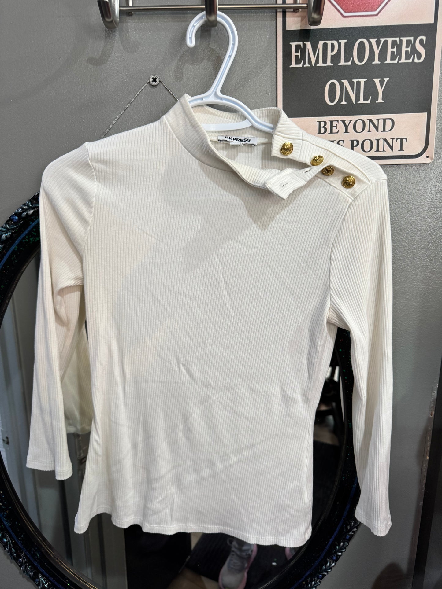 Express Mock Neck Cream Turtleneck - 3/4 Sleeves - Size Small