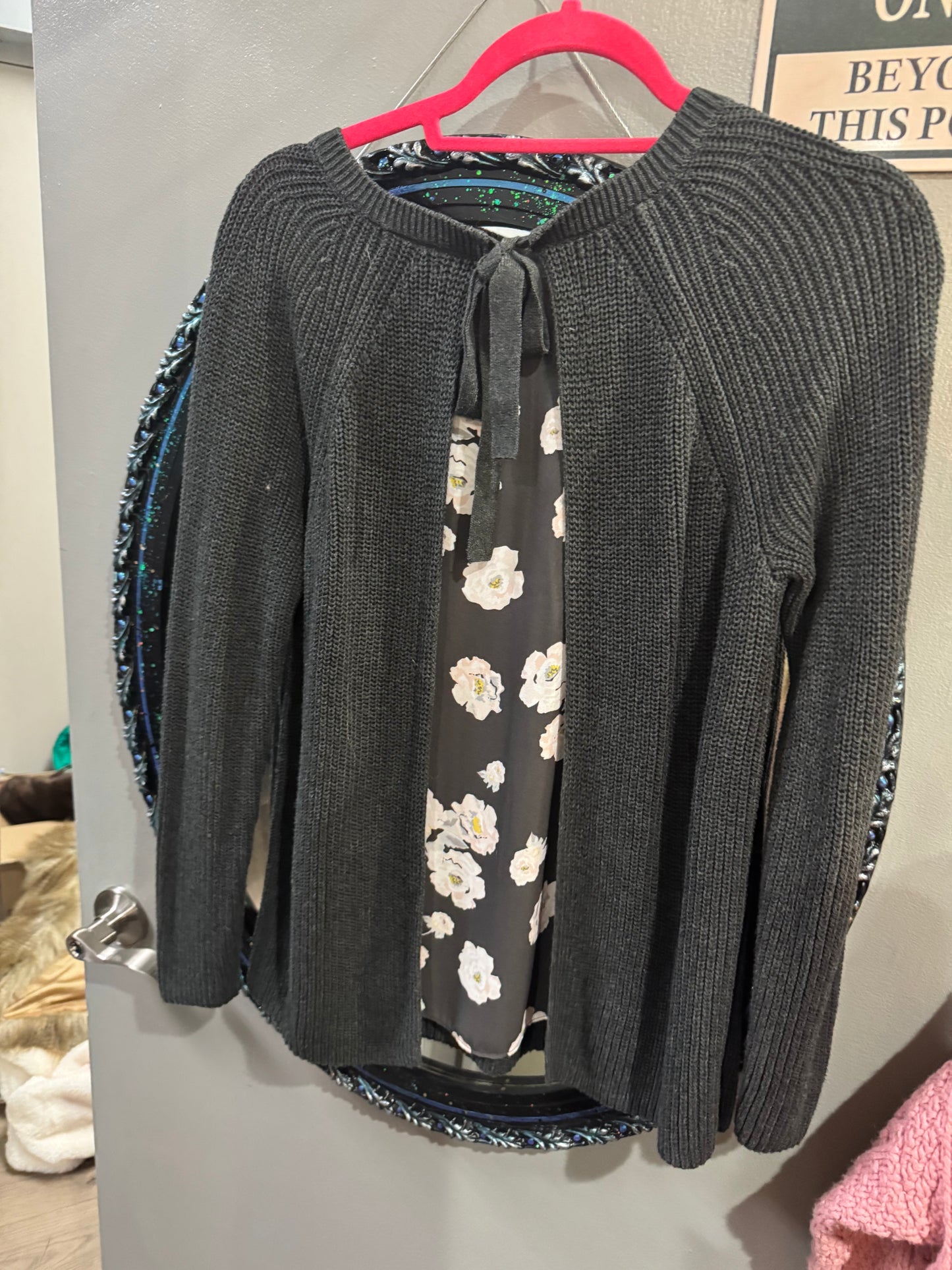 Loft Brand Sweater - Gray with Print on Back - Size small