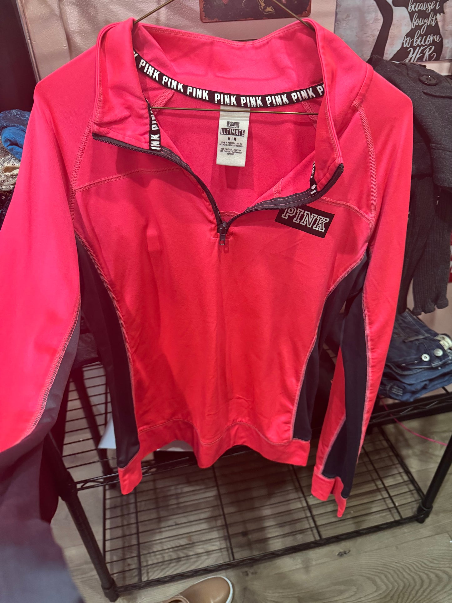 PINK Medium Half Zip Top