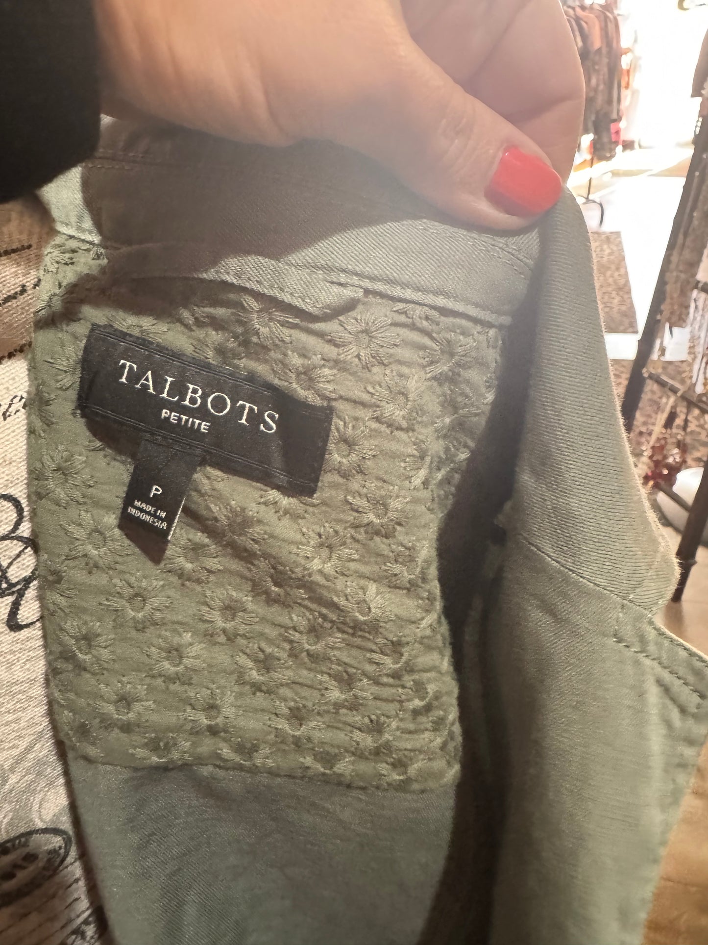 Talbots Green Coat - Button Up Front - Size P