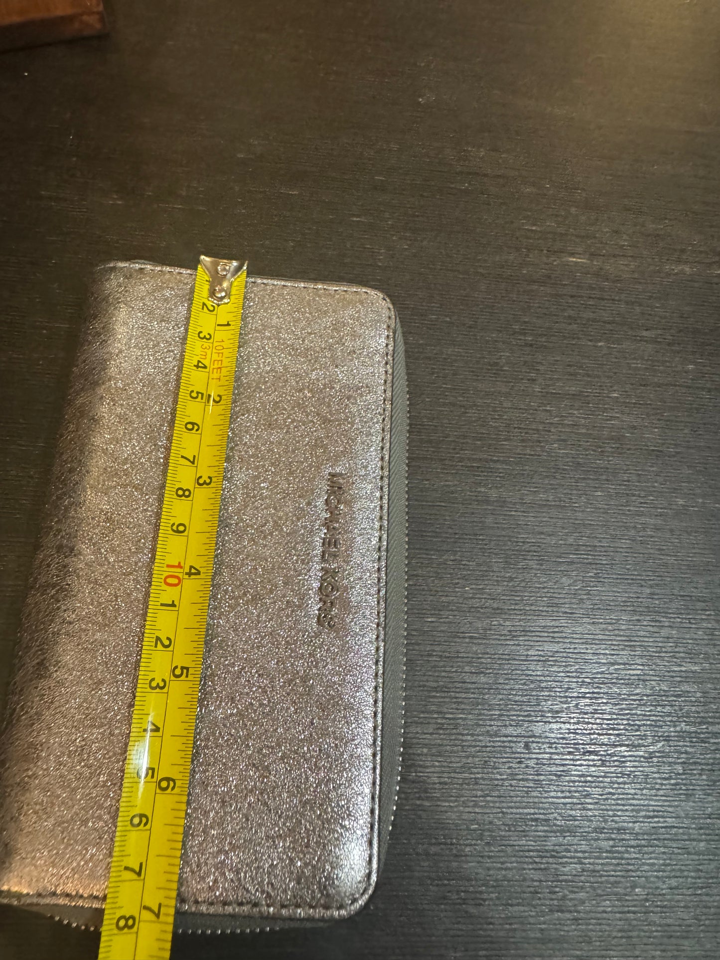 MK Metallic Look Zip Around Wallet