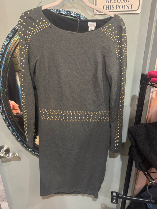 Cache Brand Dress - Gray with Gold Accent - Size Medium