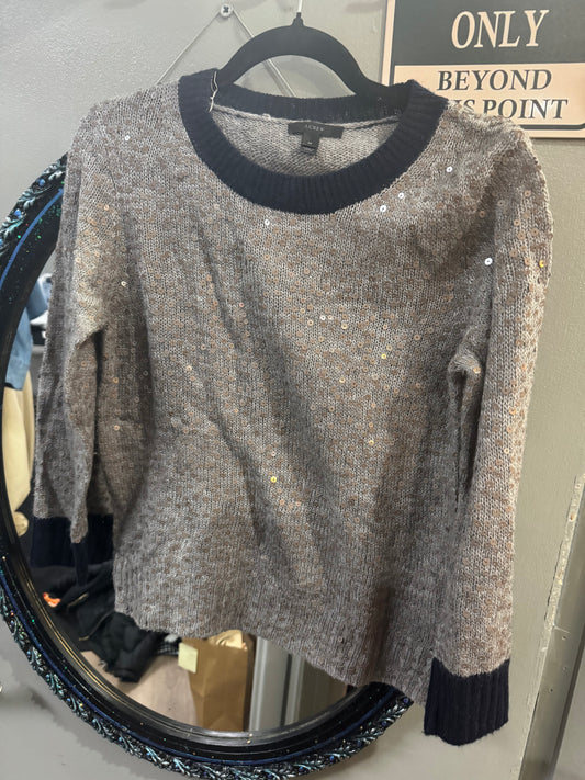 J. Crew Crewneck Sweater - Gray with Sequin Detail