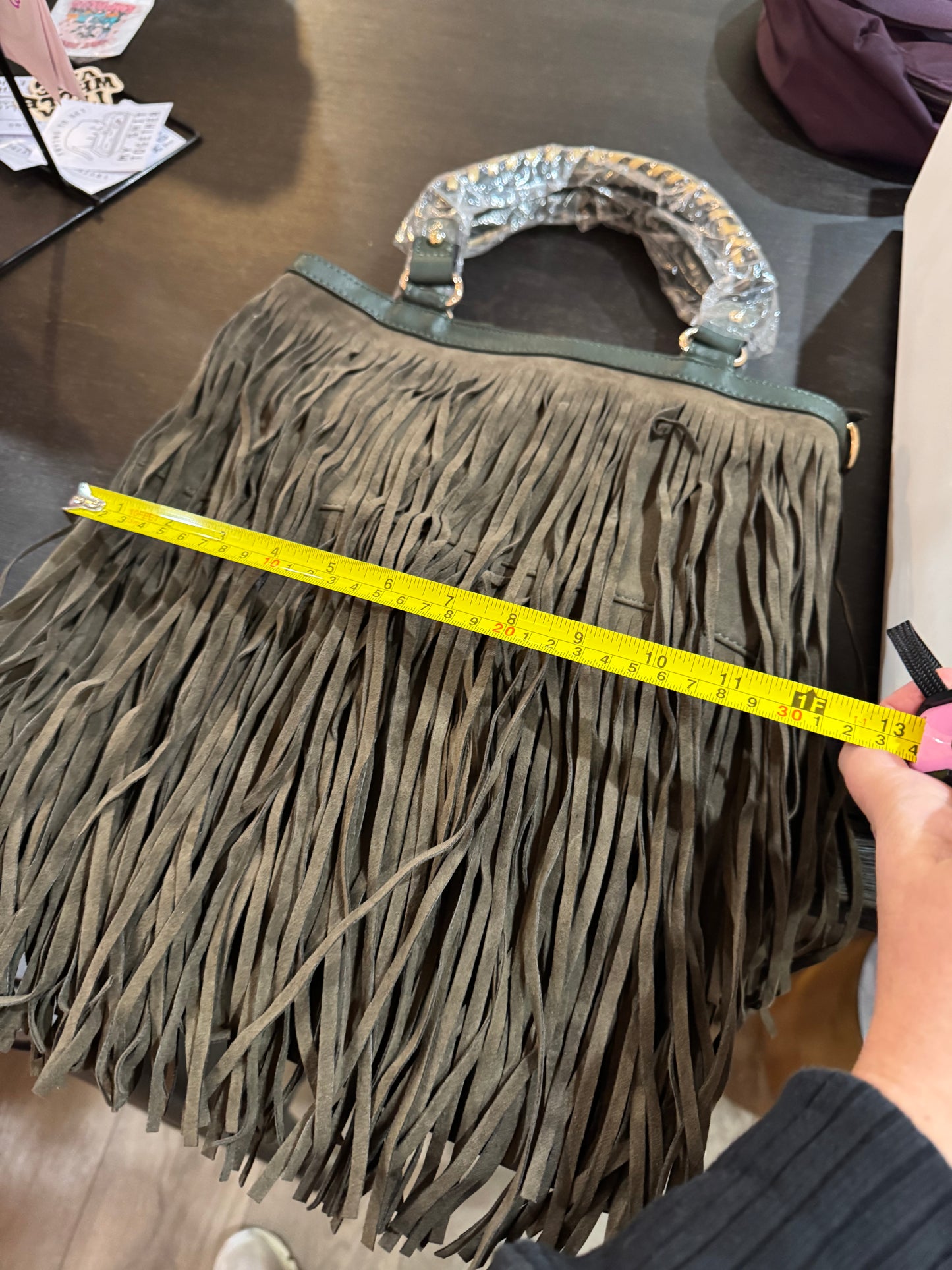 Green Fringe Handbag - New with Tags