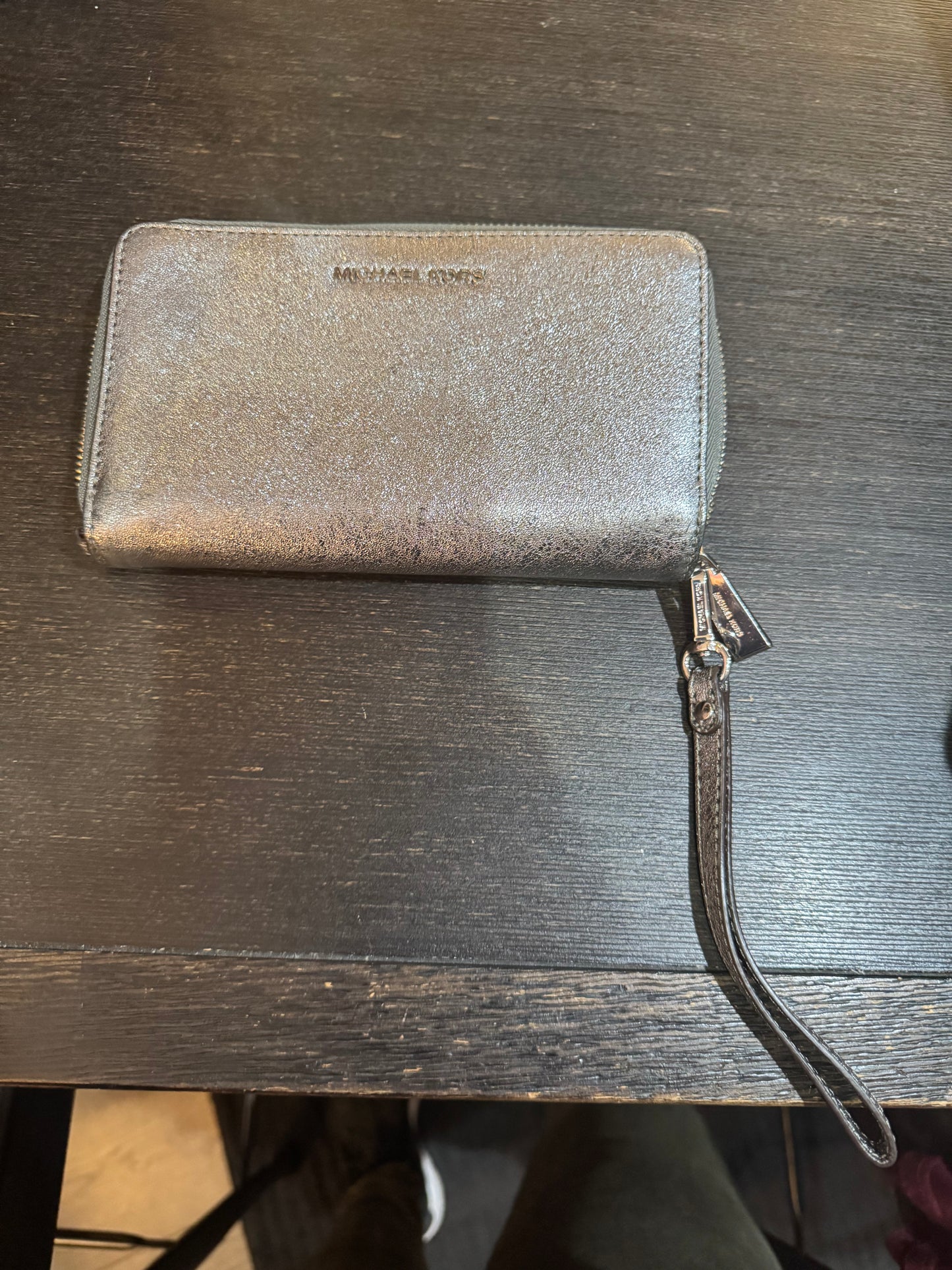 MK Metallic Look Zip Around Wallet