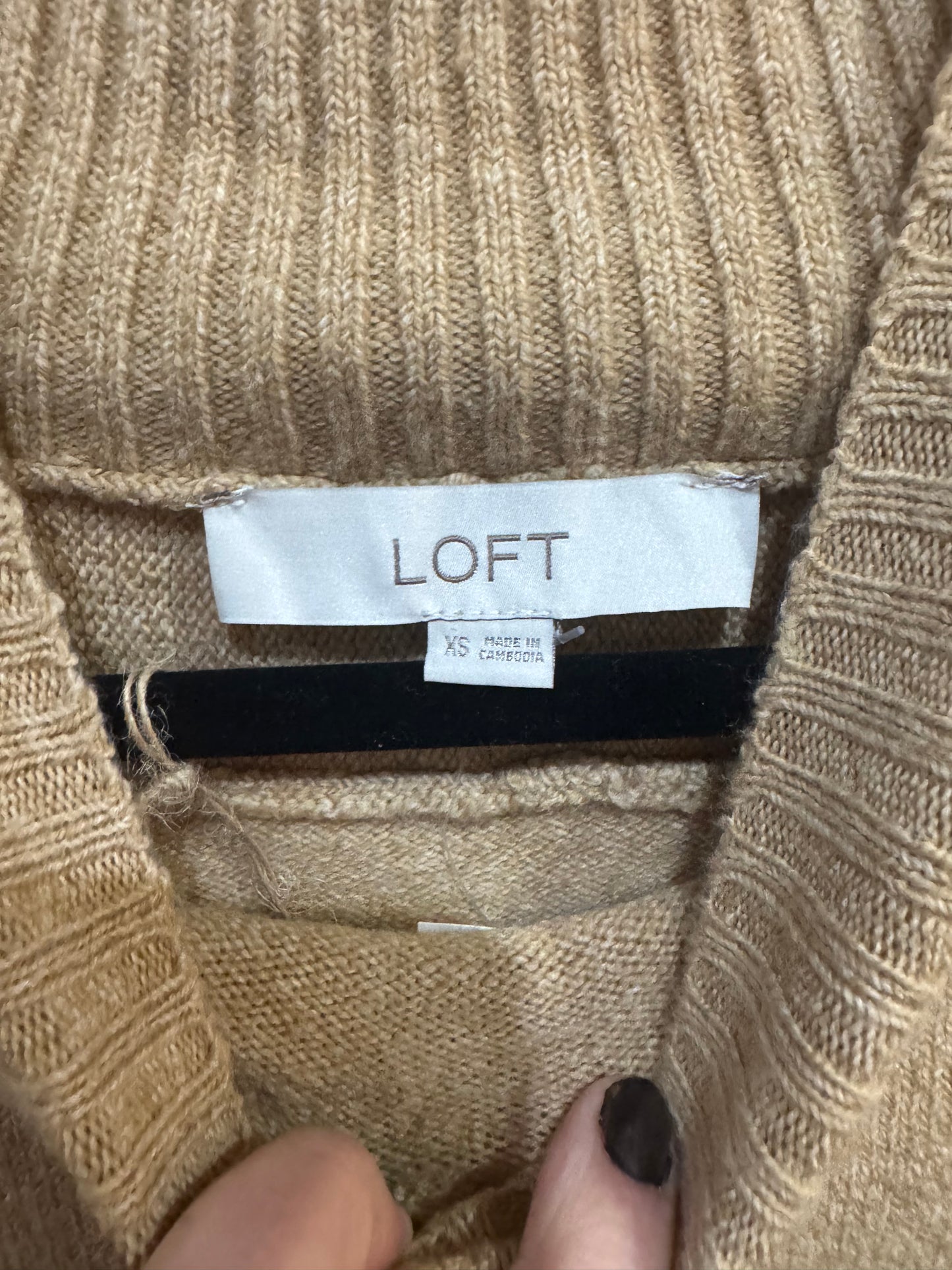 LOFT Camel Color Sweater - Size XS - Mock Turtleneck
