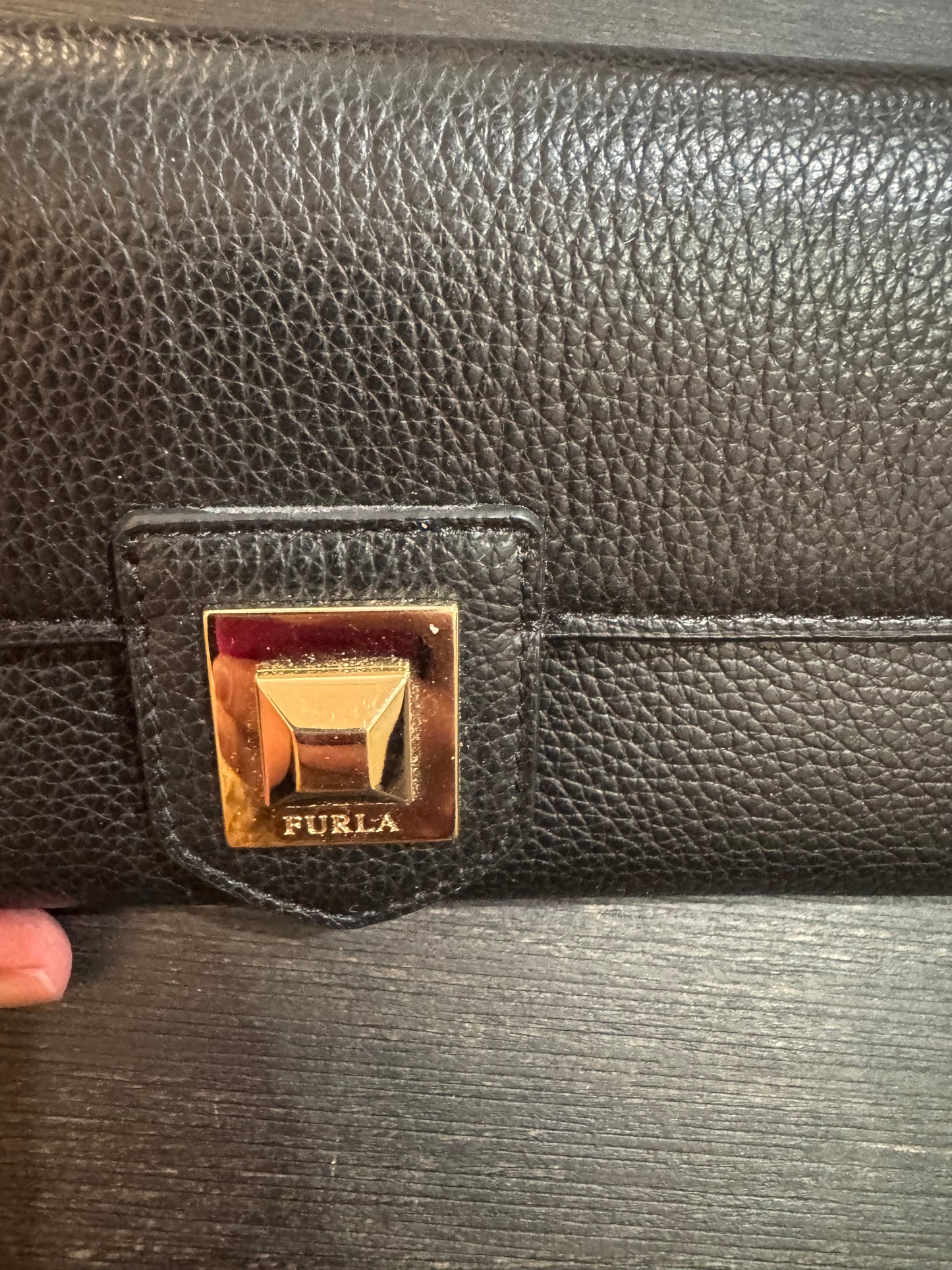 Furla black long wallet