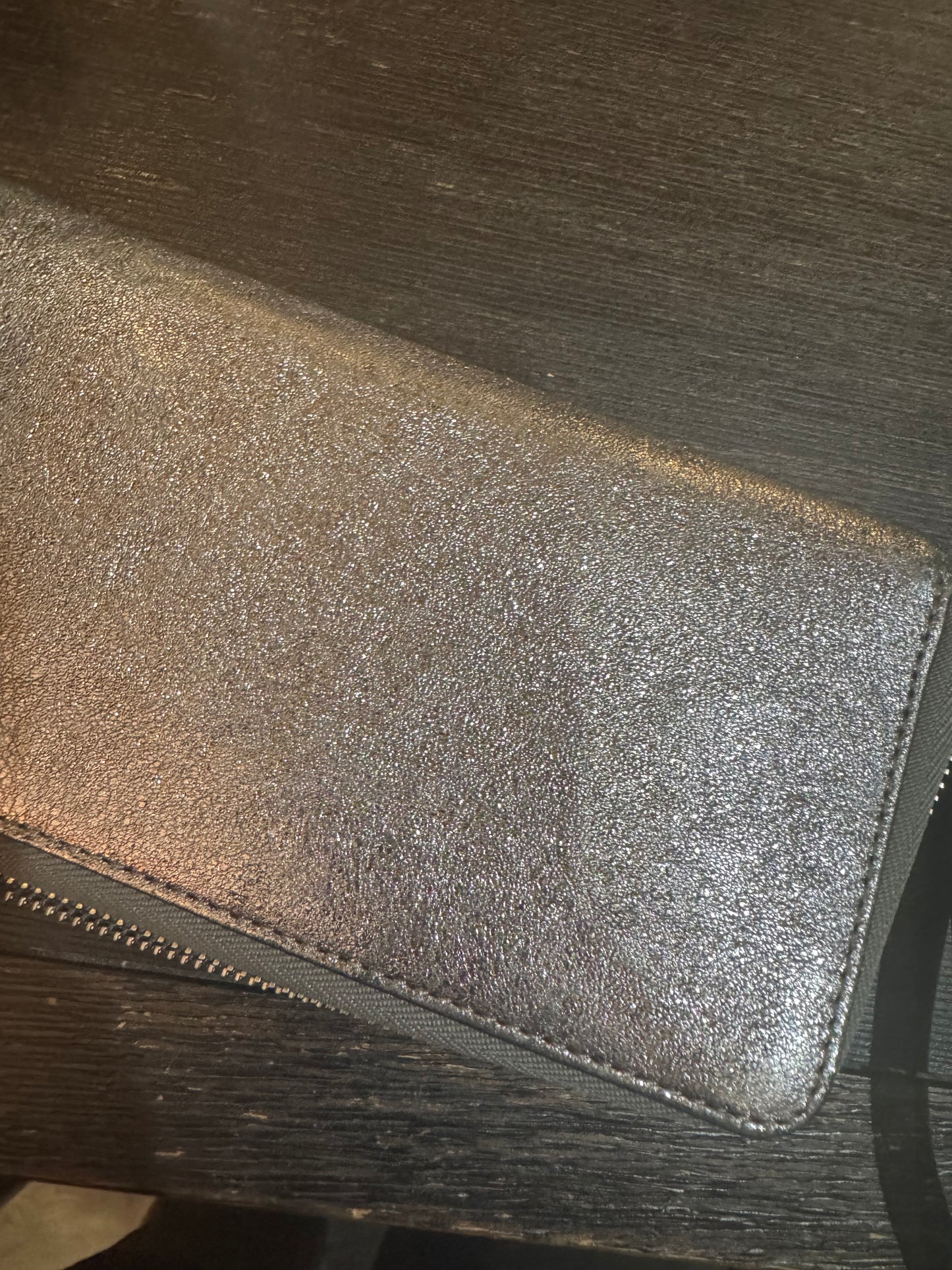 MK Metallic Look Zip Around Wallet