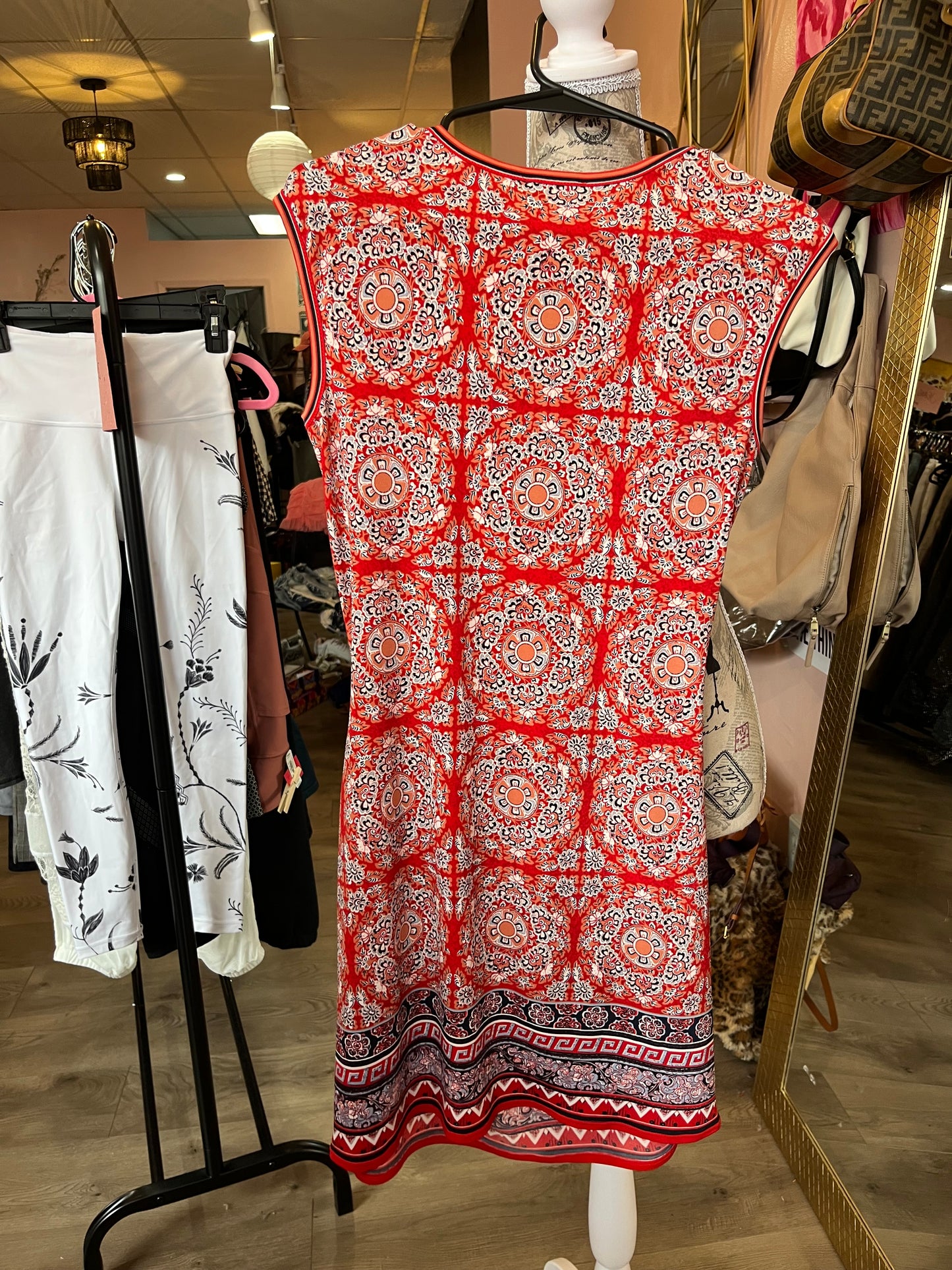 Max studio red mixed print dress